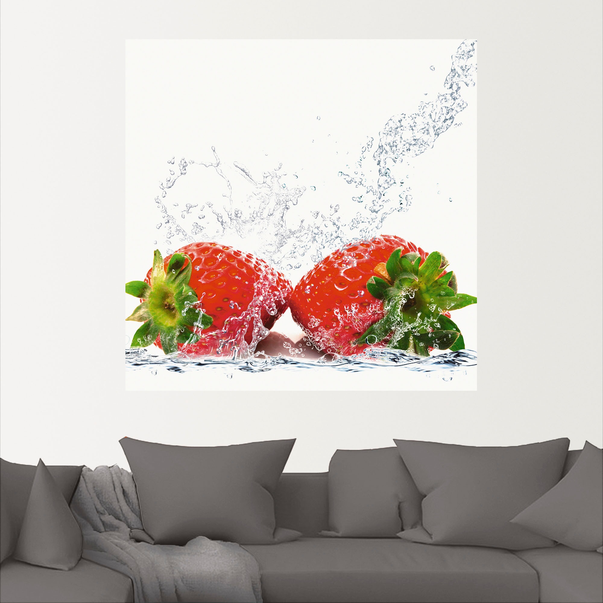 Artland Wandfolie »Erdbeeren mit Spritzwasser«, Lebensmittel, (1 St.), selbstklebend