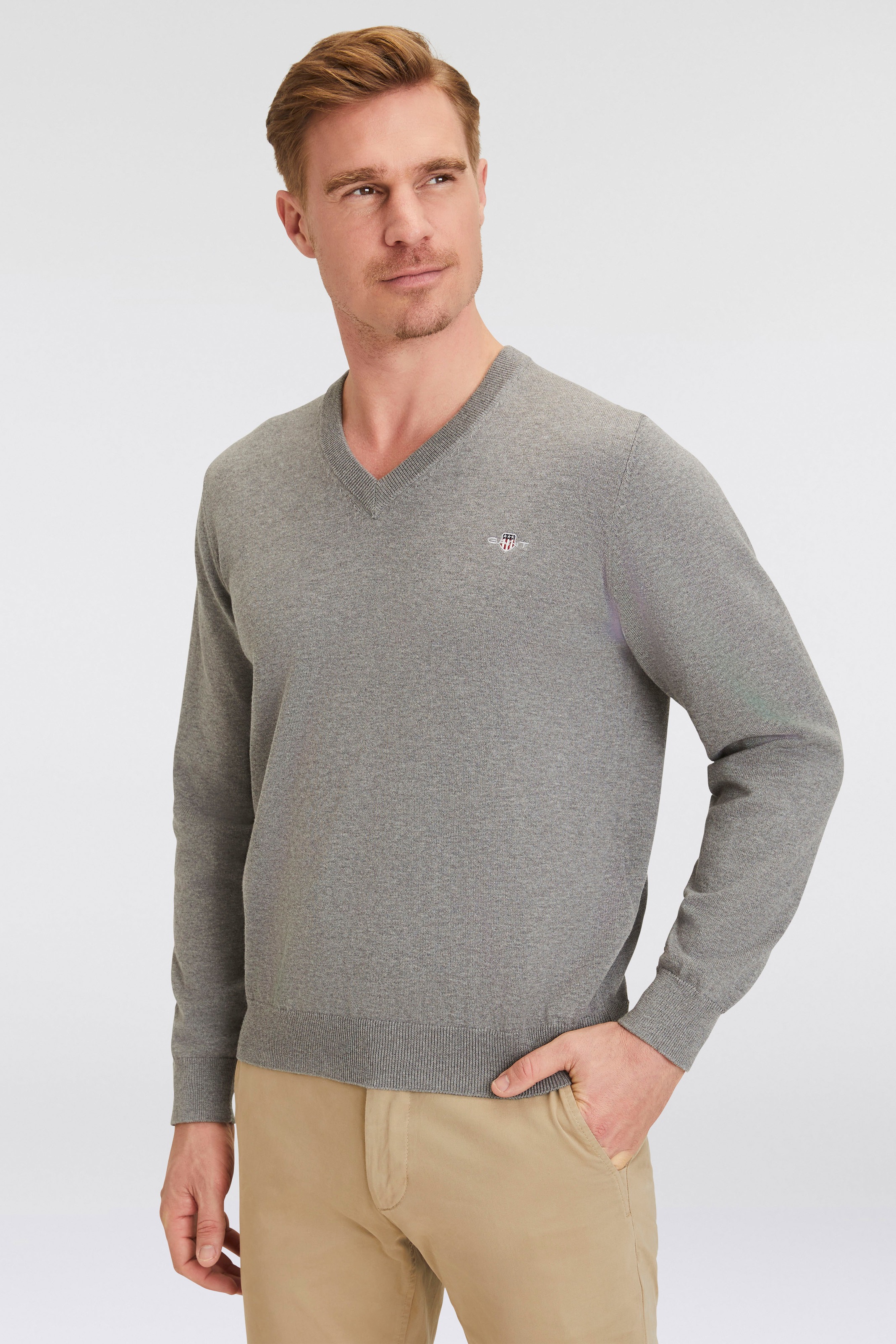 V-Ausschnitt-Pullover »Classic Cotton V-Neck«, Premium Strickjersey aus weicher 100%...