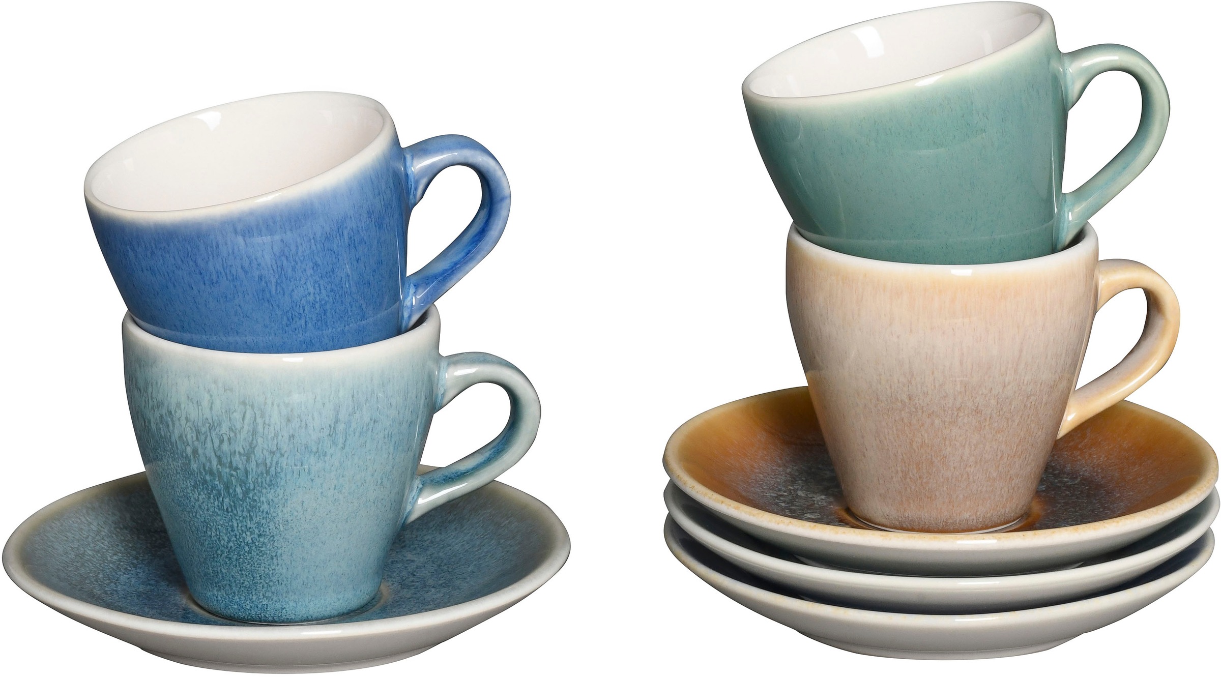 CreaTable Espressotasse »Caldera Mix, Espresso-Set, 8-tlg.« Reaktivglasur günstig online kaufen