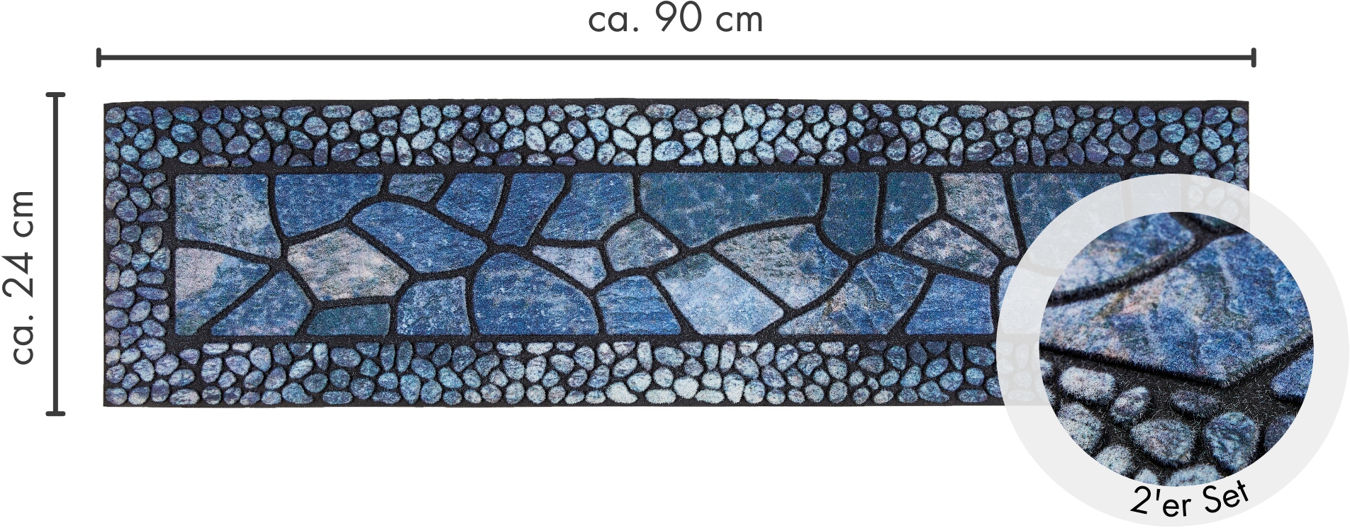 Andiamo Stufenmatte »Outdoor, 2er Set« rechteckig 6 mm Höhe Outdoor-Stufenmatten, Stein Motiv, Gartenbereich, Außenbereich