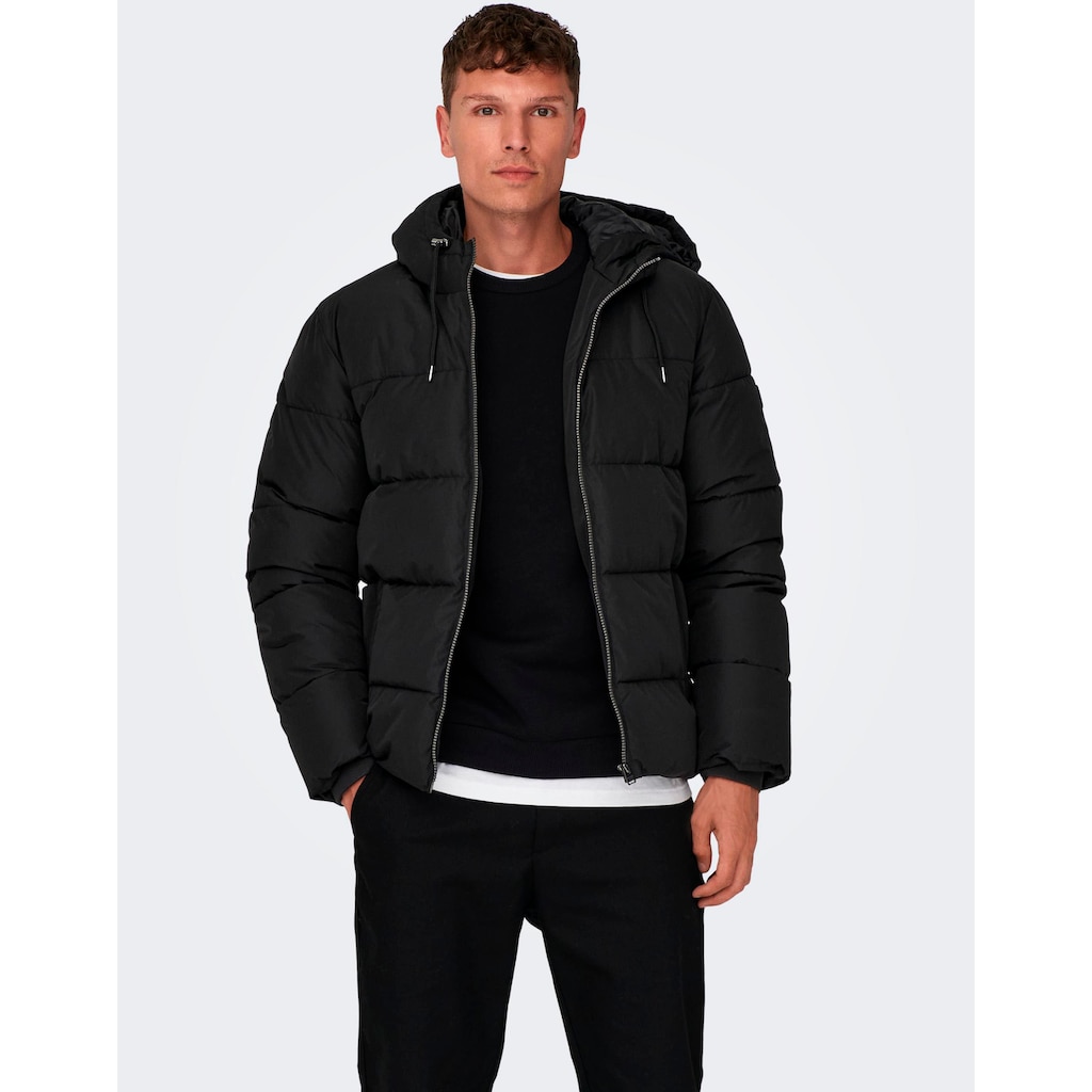 ONLY & SONS Steppjacke »ONSMARLON LIFE HOOD PUFFER JACKET OTW VD«, mit Kapuze