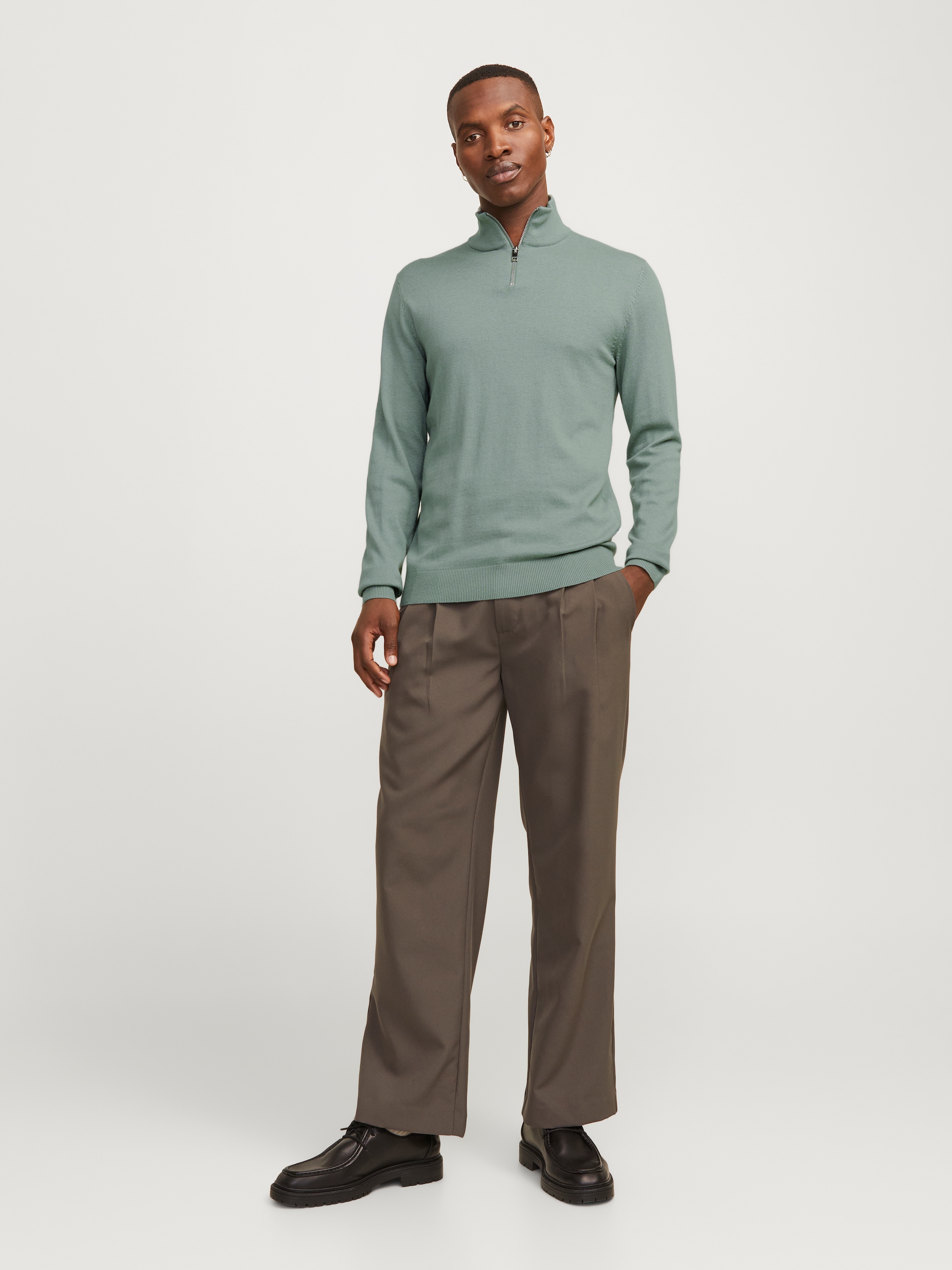 Jack & Jones Troyer »JJEEMIL KNIT HALF ZIP NOOS«, mit Rippbündchen