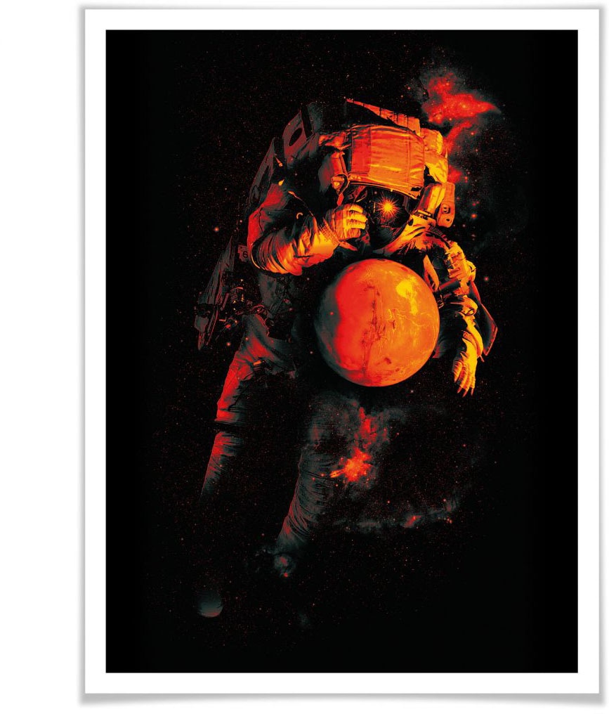 Wall-Art Poster »Astronaut Schwarz Mars Weltall«, Astronaut, (1 St.), Poste günstig online kaufen