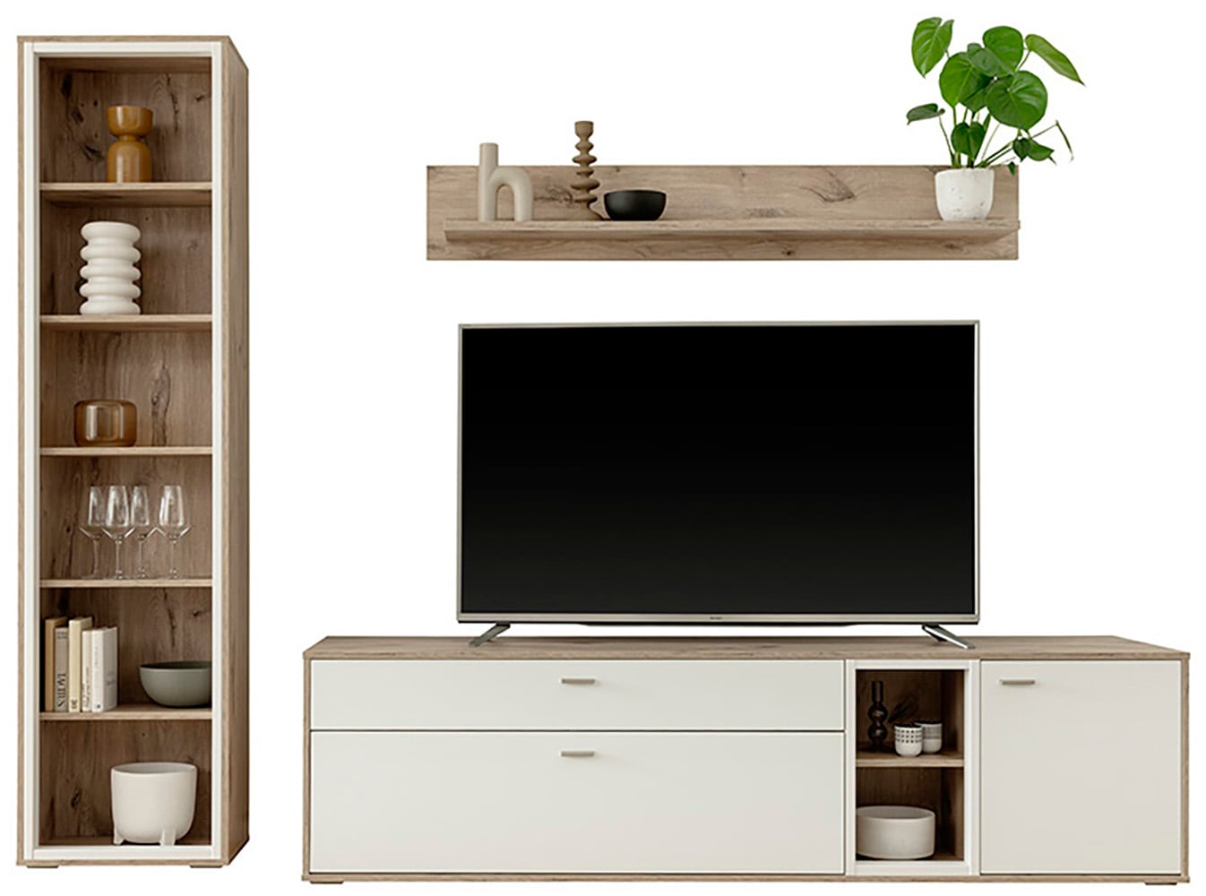 MCA furniture Wohnwand »SANTERNO«, (Komplett-Set, 3 St., 3-teilg), Wohnzimmer Set (3-tlg.), Türen & Schubkästen gedämpft, Breite 264 cm