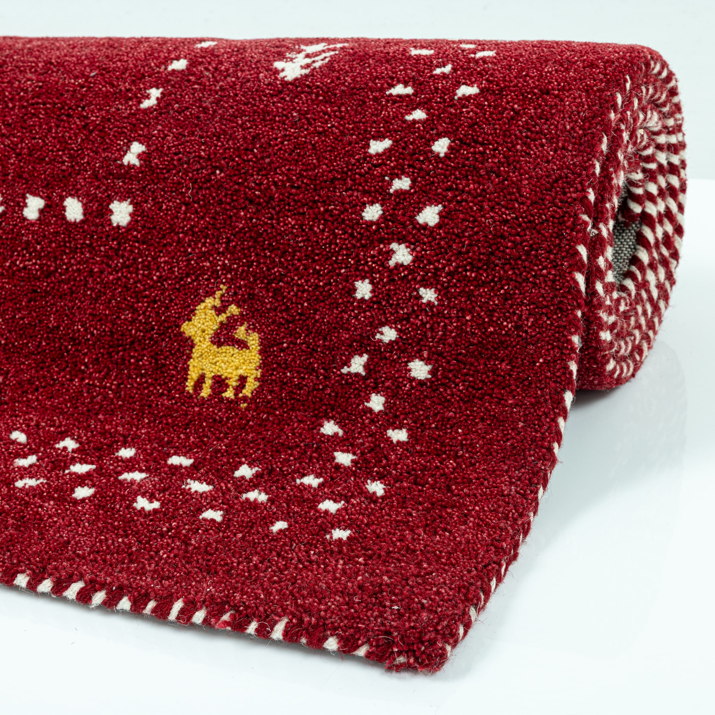 THEKO Wollteppich »Gabbeh Bordüre, Handgefertigt, Teppich, Tiermotiv, reine Wolle« rechteckig 14 mm Höhe Wohnzimmer, Schlafzimmer, Esszimmer
