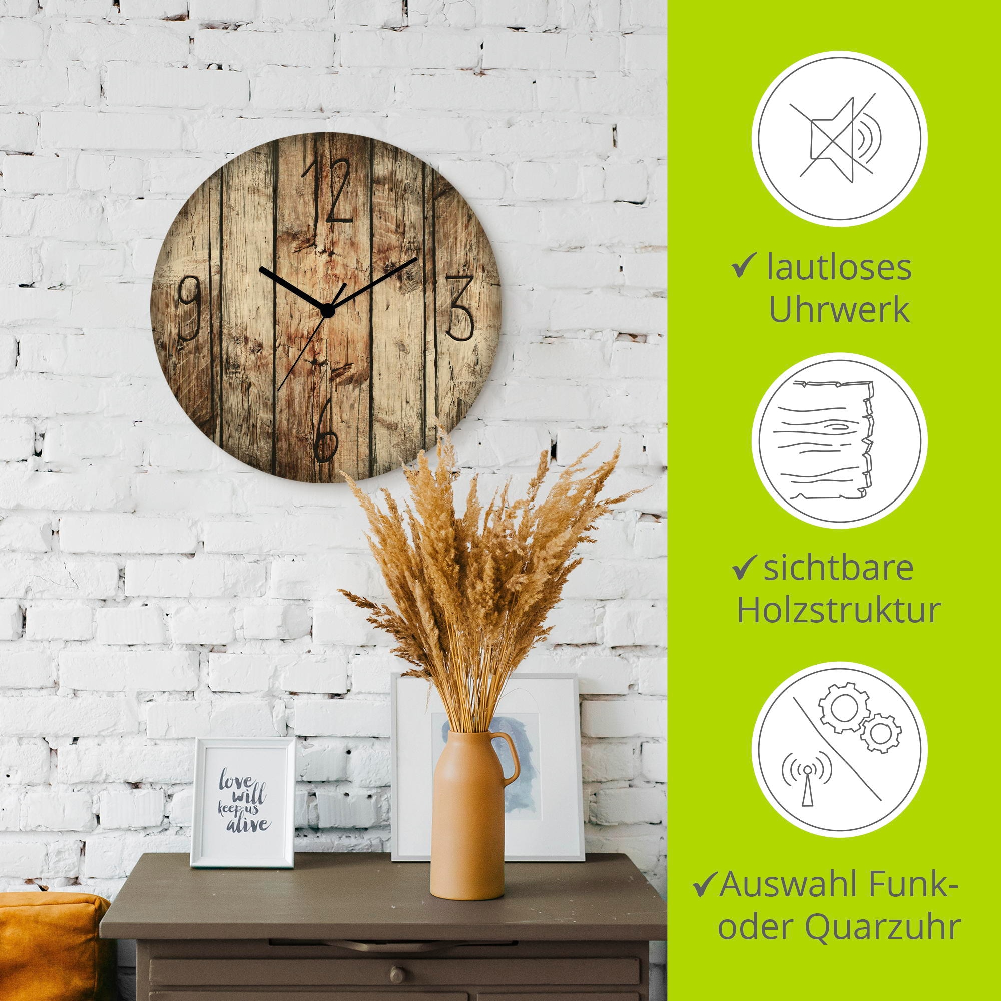 Artland Wanduhr »Chroniken der Natur« wahlweise mit Quarz- oder Funkuhrwerk, lautlos ohne Tickgeräusche