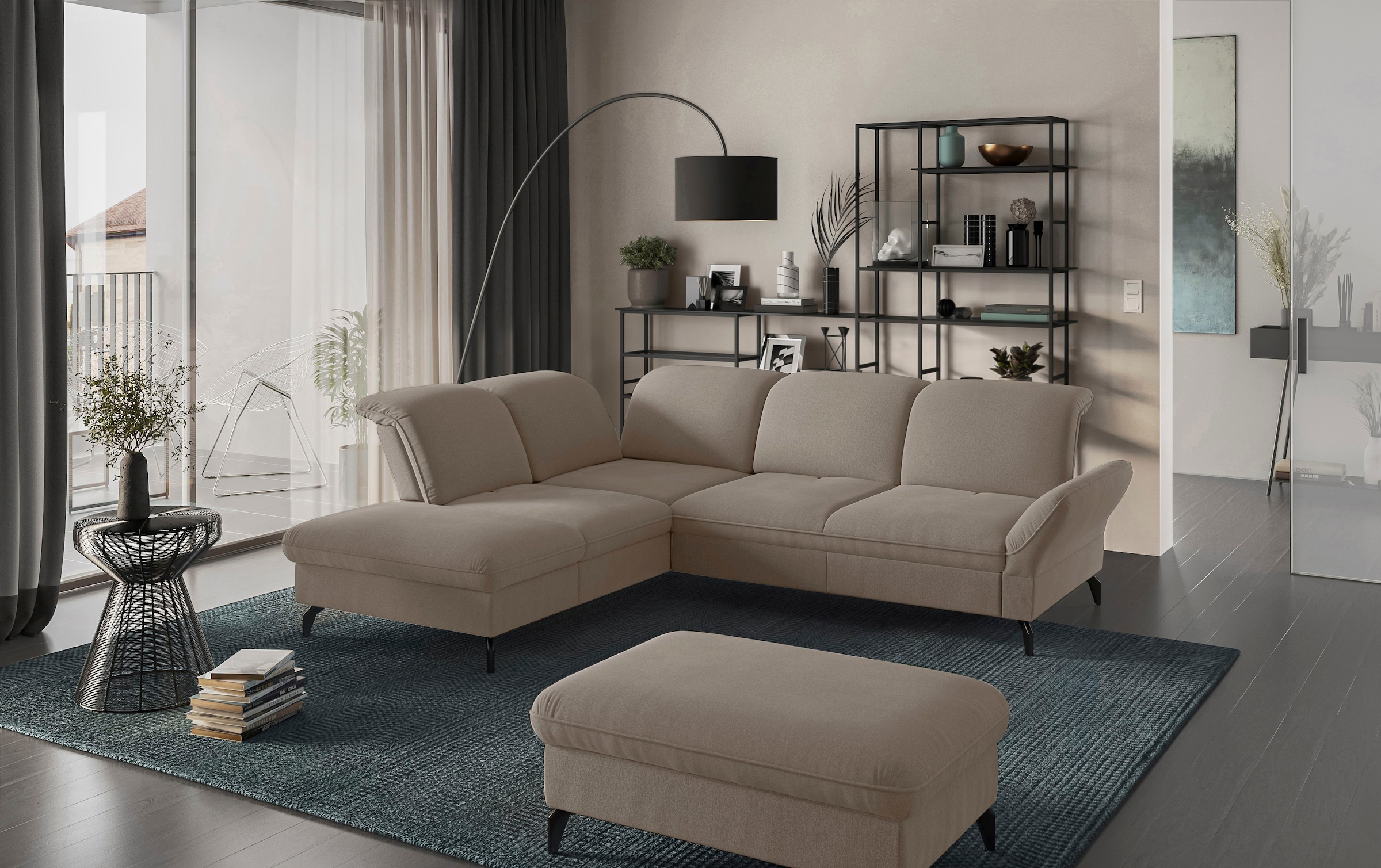 sit&more Ecksofa »Leandro L-Form« Wahlweise mit Bett- , Kopfteil - und Armlehnfunktion, sowie Stauraum