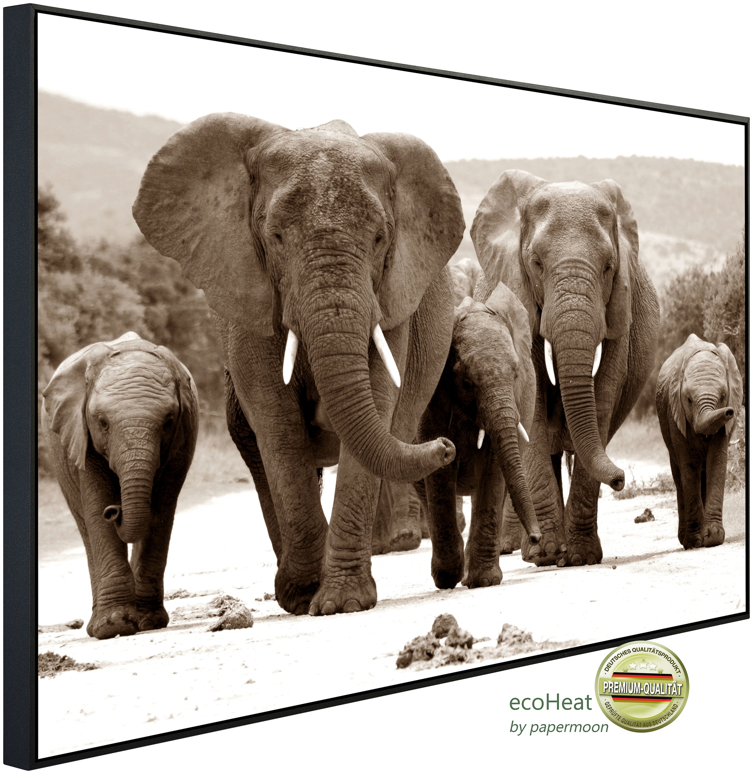 Papermoon Infrarotheizung »Elefanten Sepia«, sehr angenehme Strahlungswärme günstig online kaufen