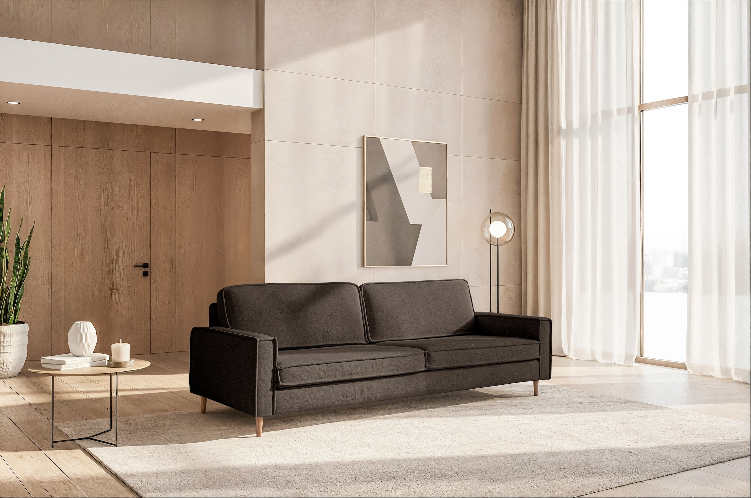 Home affaire 3-Sitzer »Pinto Skandi,Maxi-Ausführung, 236 cm, Chenille, Stru günstig online kaufen