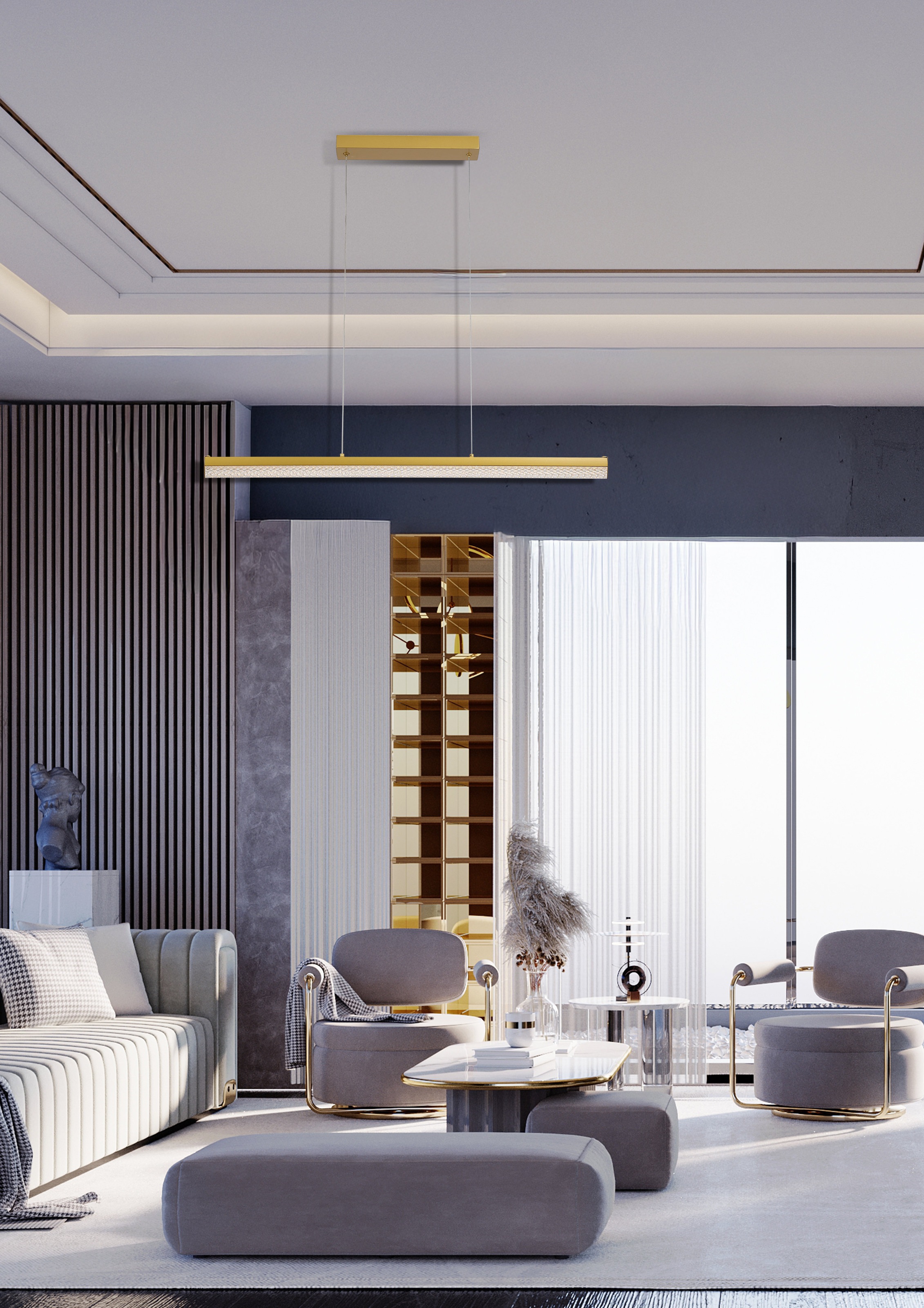 Searchlight LED Pendelleuchte »Madeleine LED-Pendelleuchte, Goldmetall« LED-Modul 1 Stk.