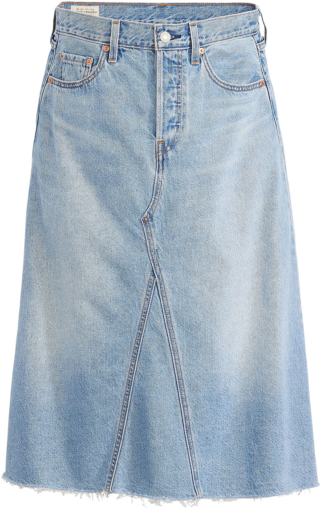 Levi's® Jeansrock »HR A LINE DECON SKIRT«, in trendy Midi-Länge mit ausgefranster Kante