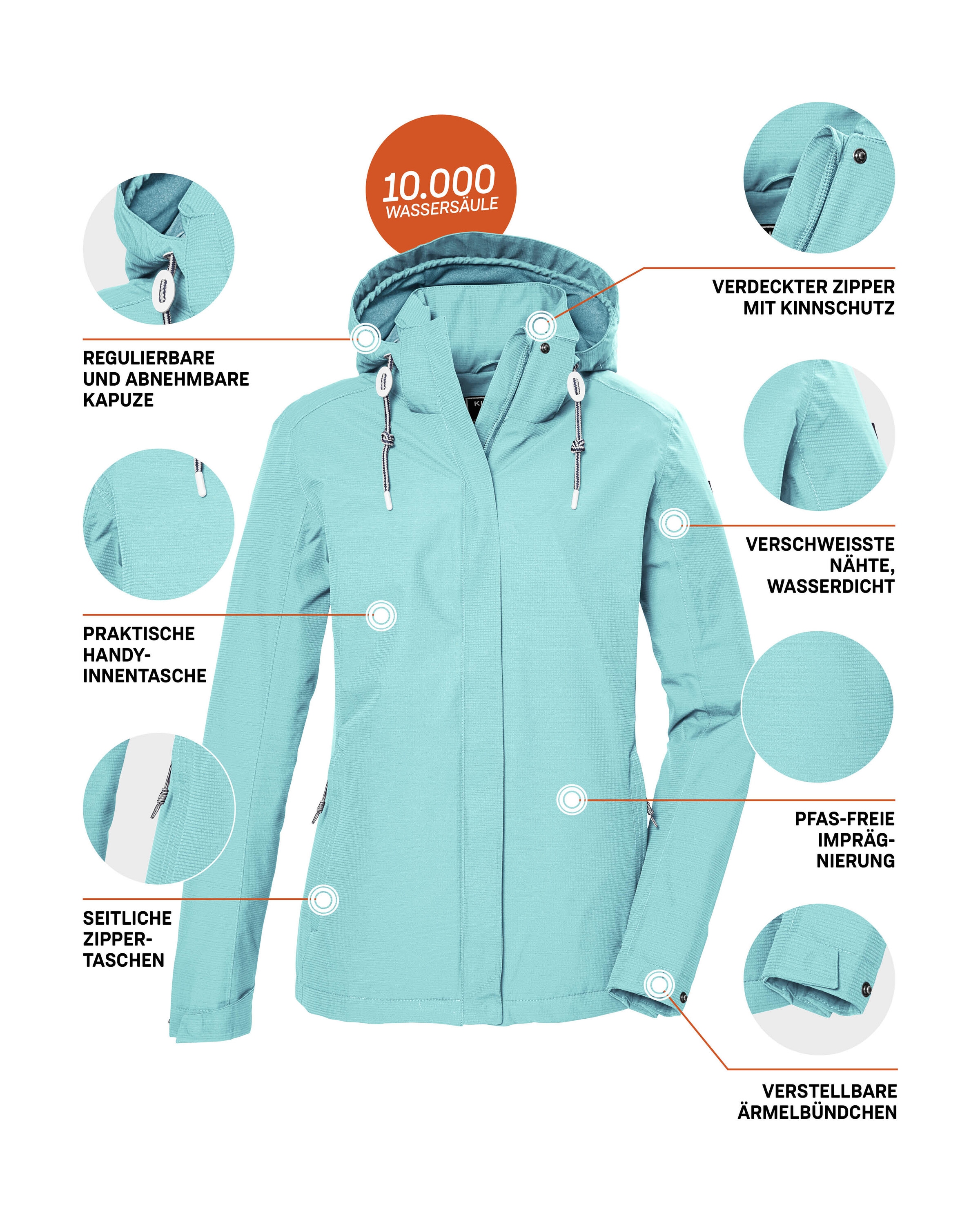 Killtec Outdoorjacke »KOS 61 WMN JCKT«, Funktionsjacke: wasser- und winddicht, atmungsaktiv, abnehmbare Kapuze