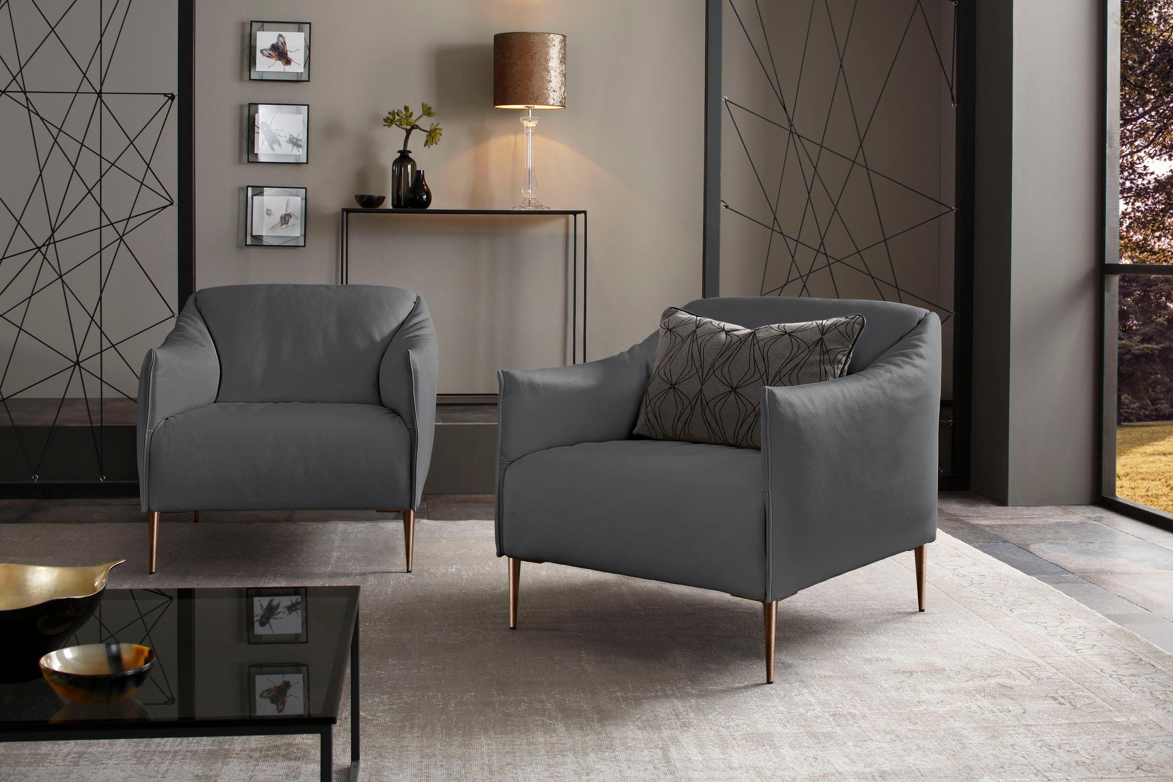 W.SCHILLIG Cocktailsessel »sally«, mit Metallfüßen in Bronze pulverbeschichtet