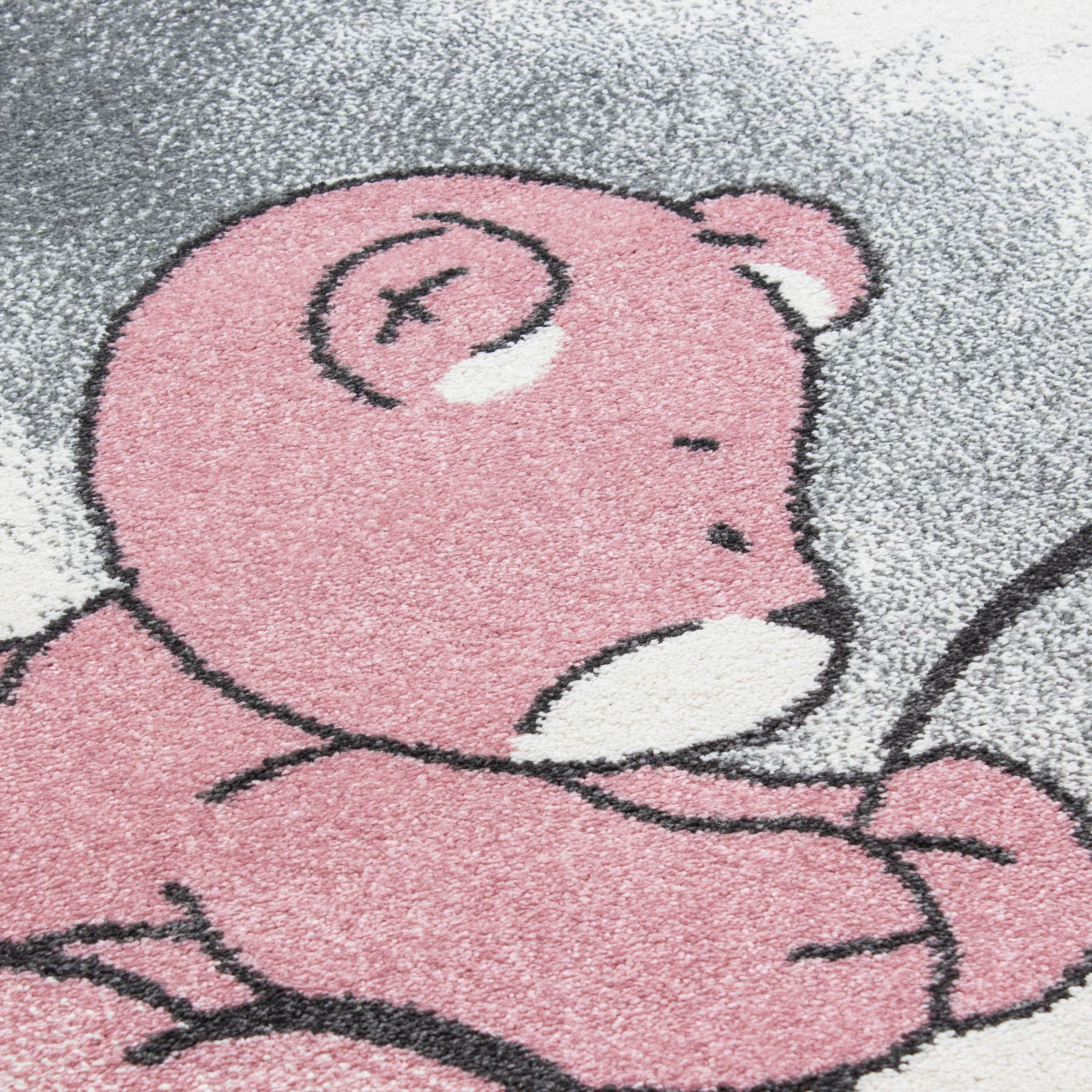 Ayyildiz Teppiche Kinderteppich »Kids 580«, rechteckig, 12 mm Höhe, auch in rund, Teddybär, Sterne Design, Kurzflor