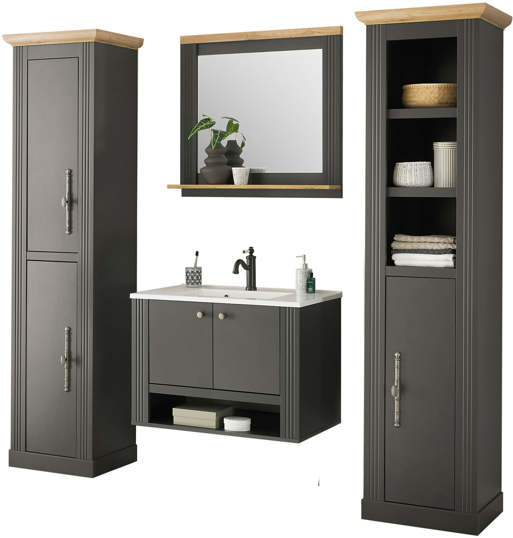 Home affaire Badmöbel-Set »WESTMINSTER, Bad im Landhausstil, 4-teiliges Bad günstig online kaufen