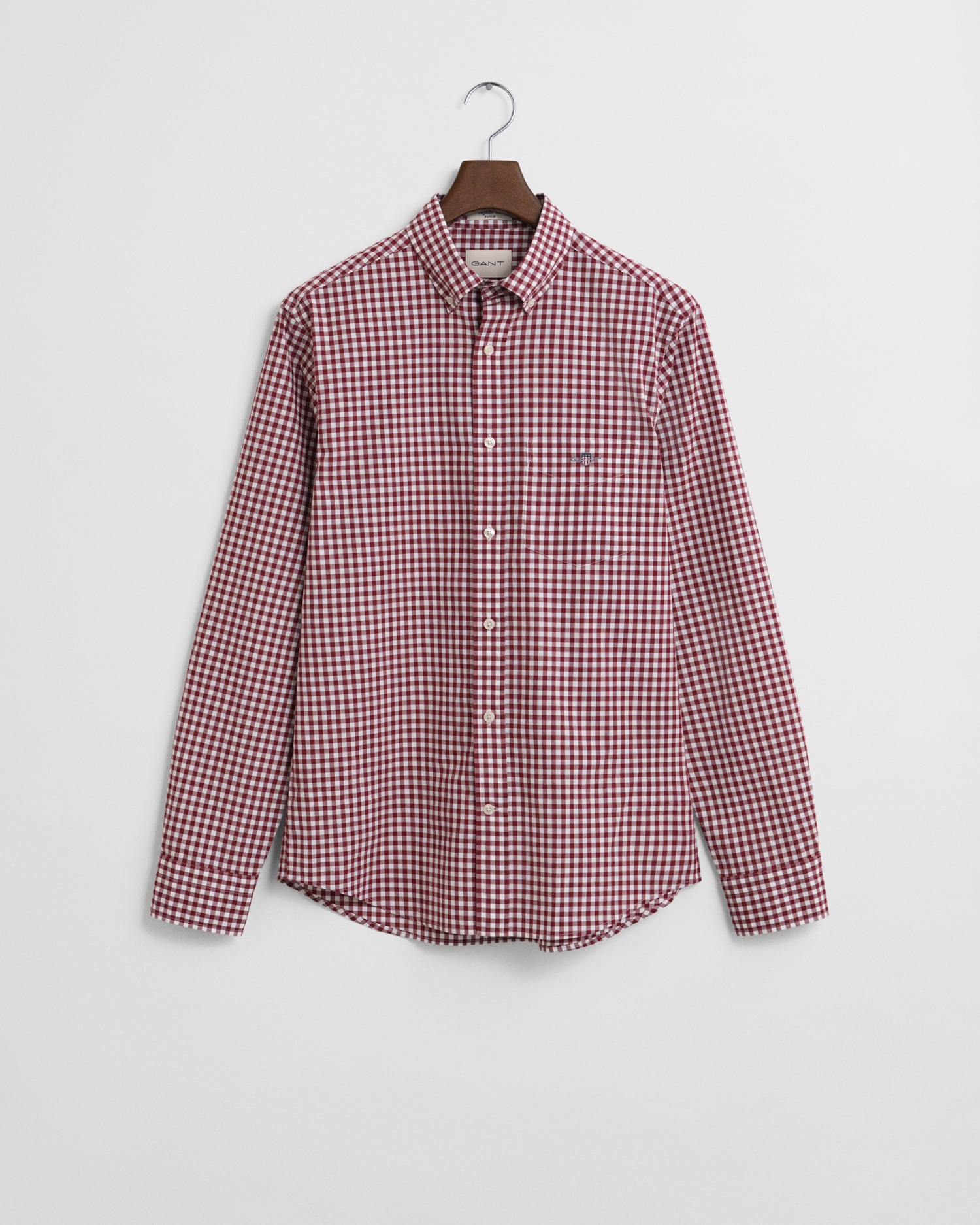 Gant Langarmhemd »REG POPLIN GINGHAM SHIRT« mit Logostickerei auf der Brust