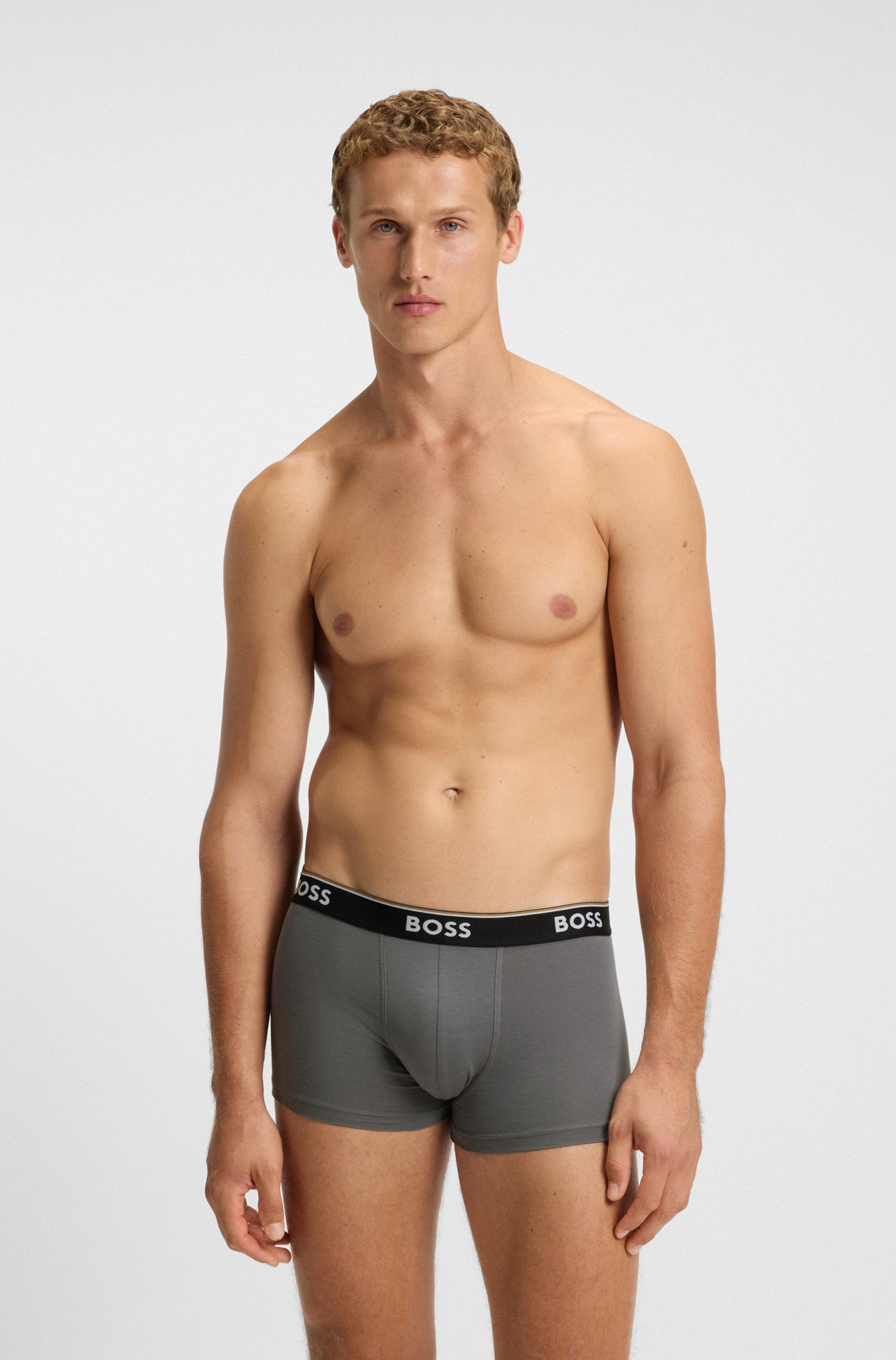 BOSS Trunk Packung, 3 Stk. aus Stretch-Baumwolle mit Logo-Bund, mittlere Bundhöhe