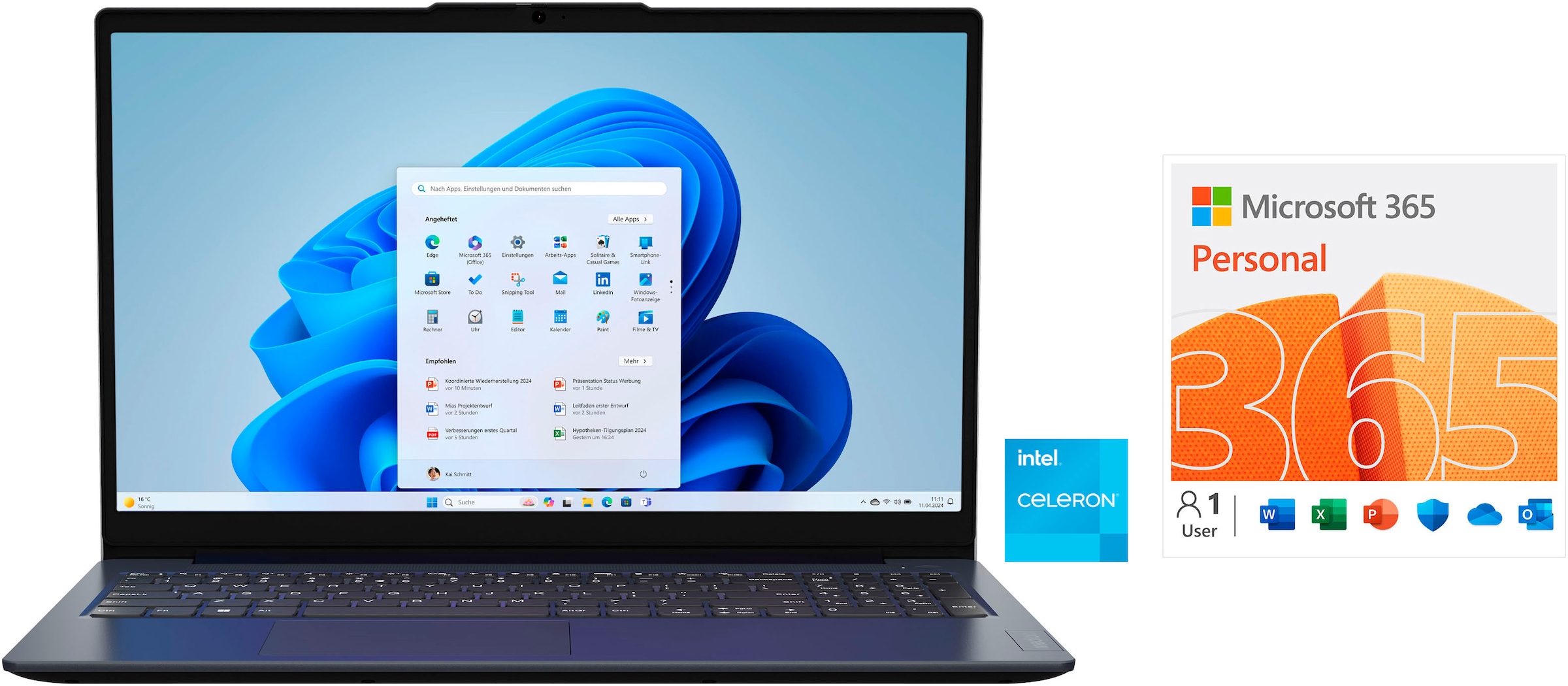 Medion® Notebook »E15235«, 39,6 cm, / 15,6 Zoll, Intel, Celeron, UHD Graphics, 128 GB SSD