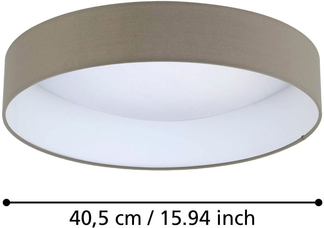 EGLO Deckenleuchte »Palomaro 1 Deckenlampe, Wohnzimmerlampe, weiß, Taupe, Flurlampe, Lampe« LED-Modul 1 Stk. Warmweiß Wand-/Deckenleuchte - H10 x Ø40,5 cm - weiß - 18W inkl.