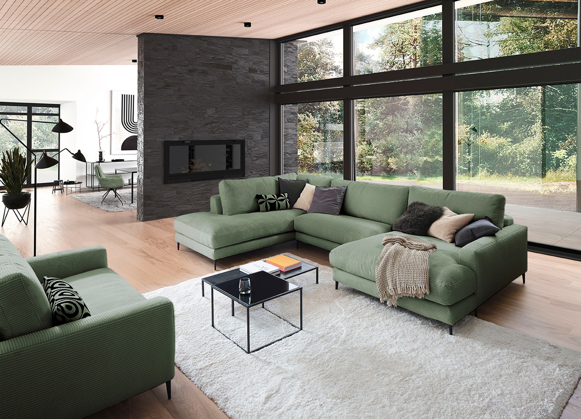 INOSIGN Wohnlandschaft "Downtown XXL B/T/H: 341/223/84 cm Loungemöbel zum R günstig online kaufen