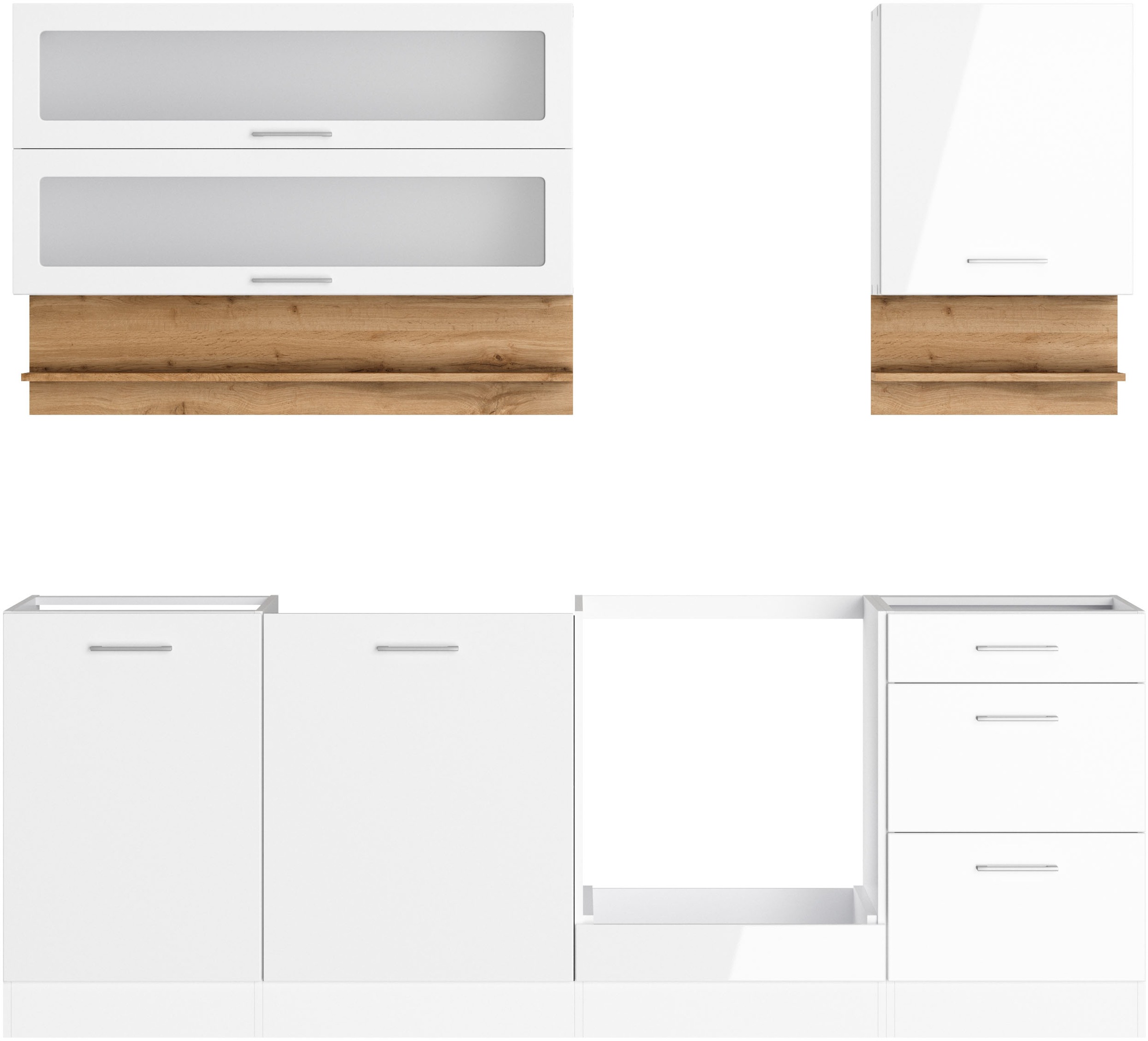 KOCHSTATION Küchenzeile »KS-Milan« 220 cm breit, robuste Metallauszüge, vie günstig online kaufen