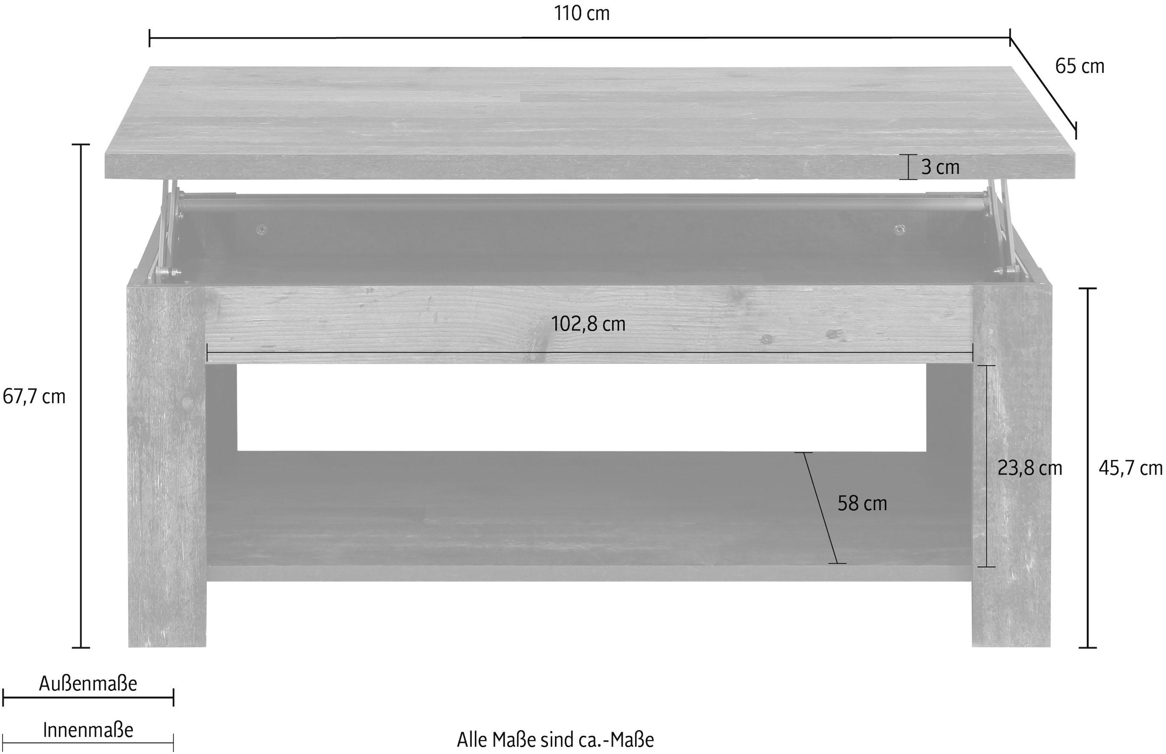 FORTE Couchtisch »Clif«, mit Funktion, Breite 110 cm