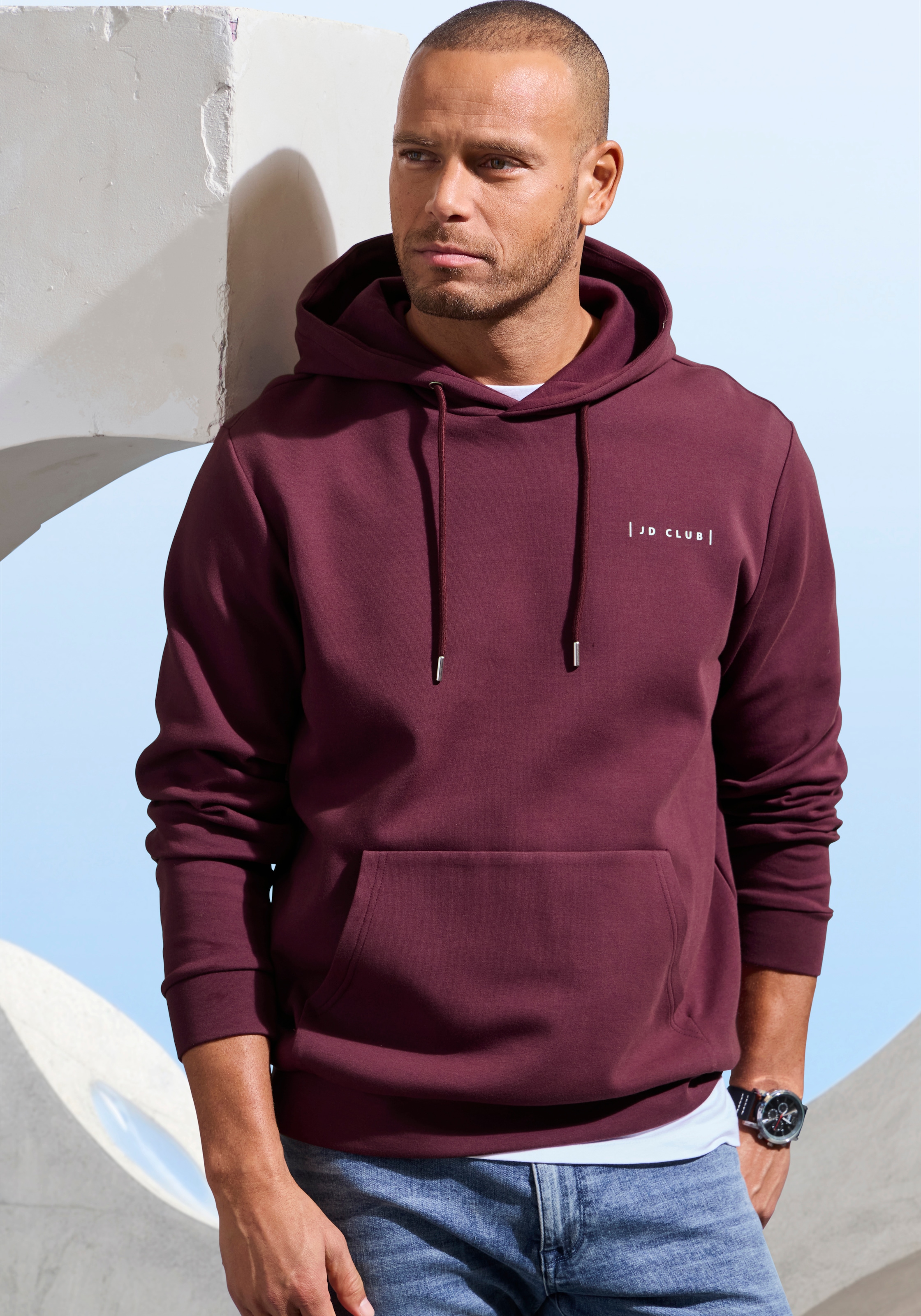 John Devin Hoodie , hochwertige Qualität mit dezentem Logodruck vorn
