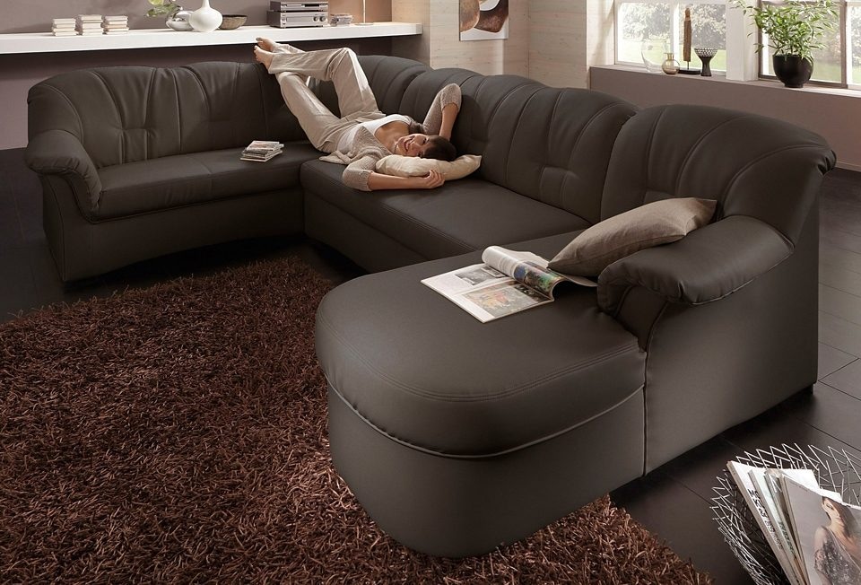 DOMO collection Wohnlandschaft »Papenburg, zeitlose Rückensteppung, elegante Formensprache, U-Form«, in großer Farbvielfalt, wahlweise mit Bettfunktion
