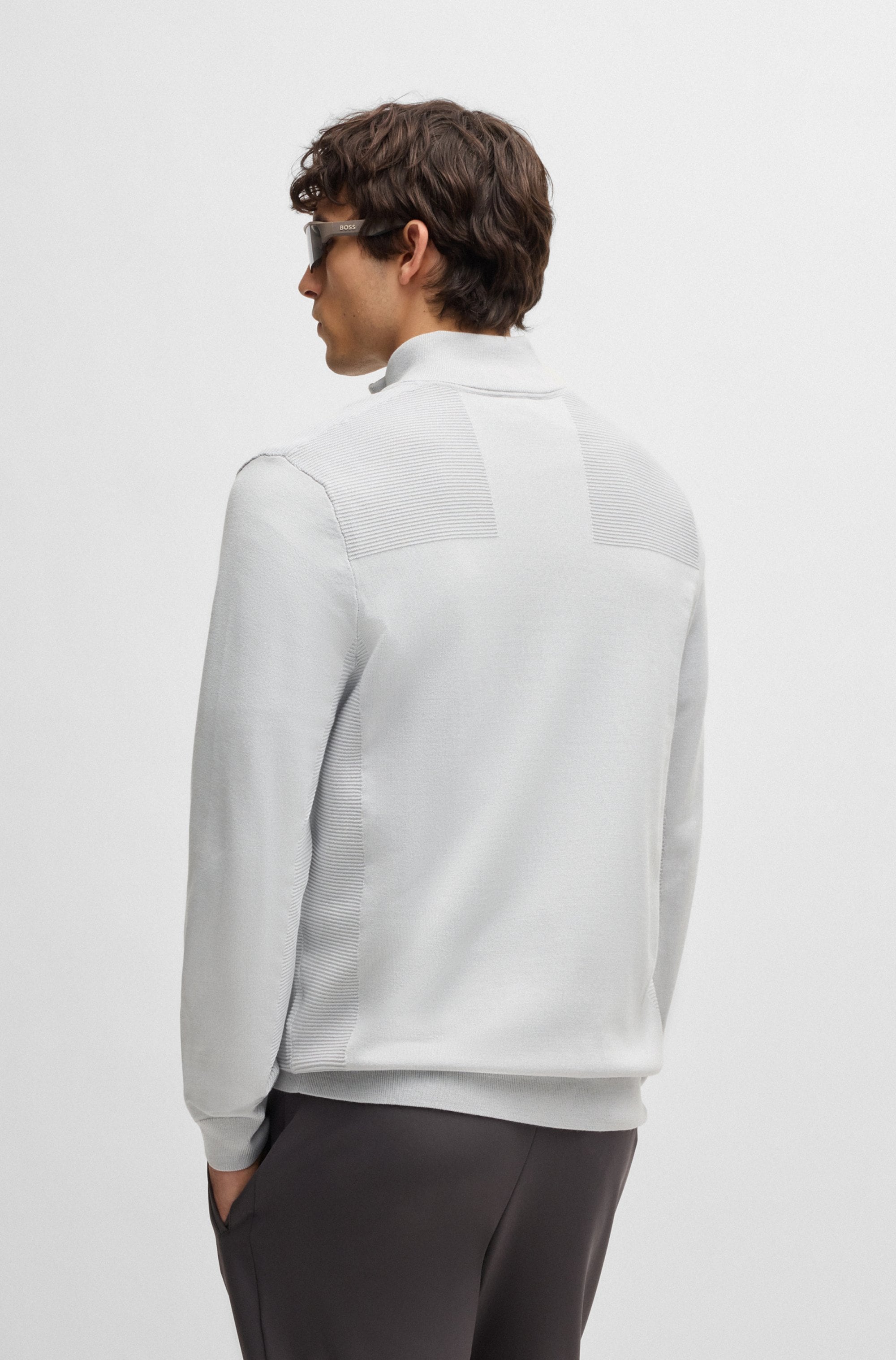 BOSS GREEN Strickpullover »Momentum-X QZ«, mit Reißverschluss