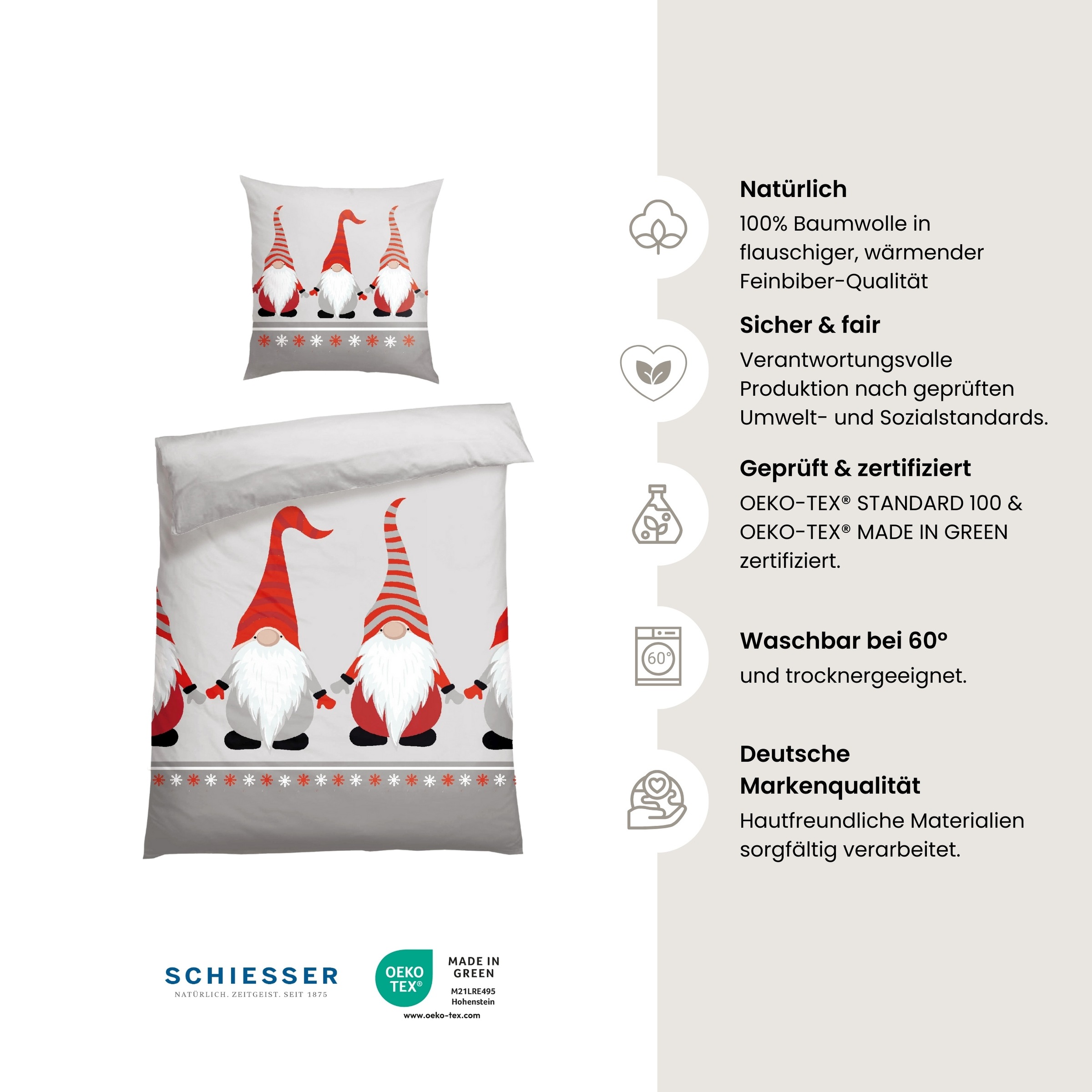 Schiesser Bettwäsche »Balduin aus weichem Baumwollflanell mit Winterprint«, günstig online kaufen