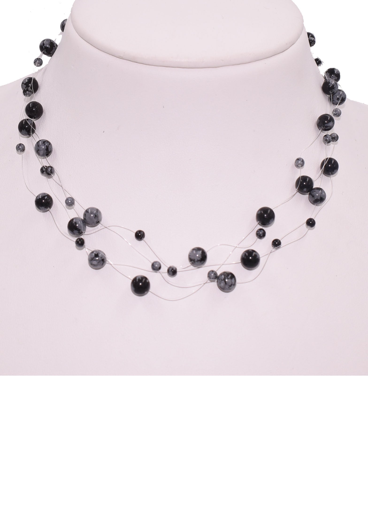 Firetti Collier »Schmuck Geschenk, Schwebende Kugeln«, Made in Germany - mit Obsidian