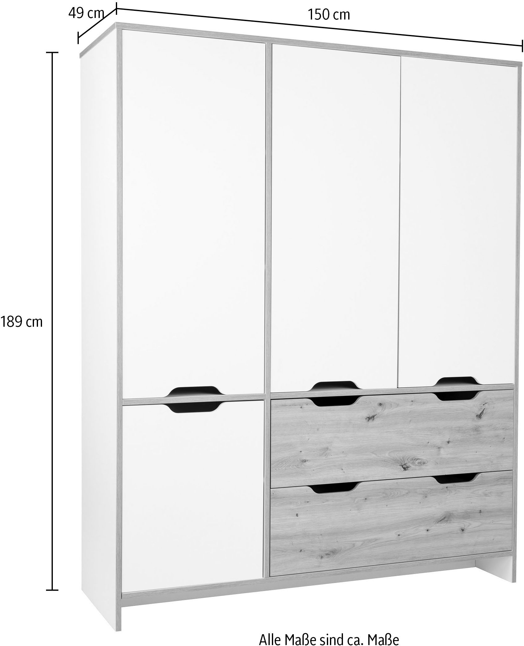arthur berndt Babymöbel-Set »Babyzimmer Set »Maxim« 3-teilig«, (Set, 3 tlg., Babymöbel-Set »Maxim«), Gedämpfte Türen und Schubkästen