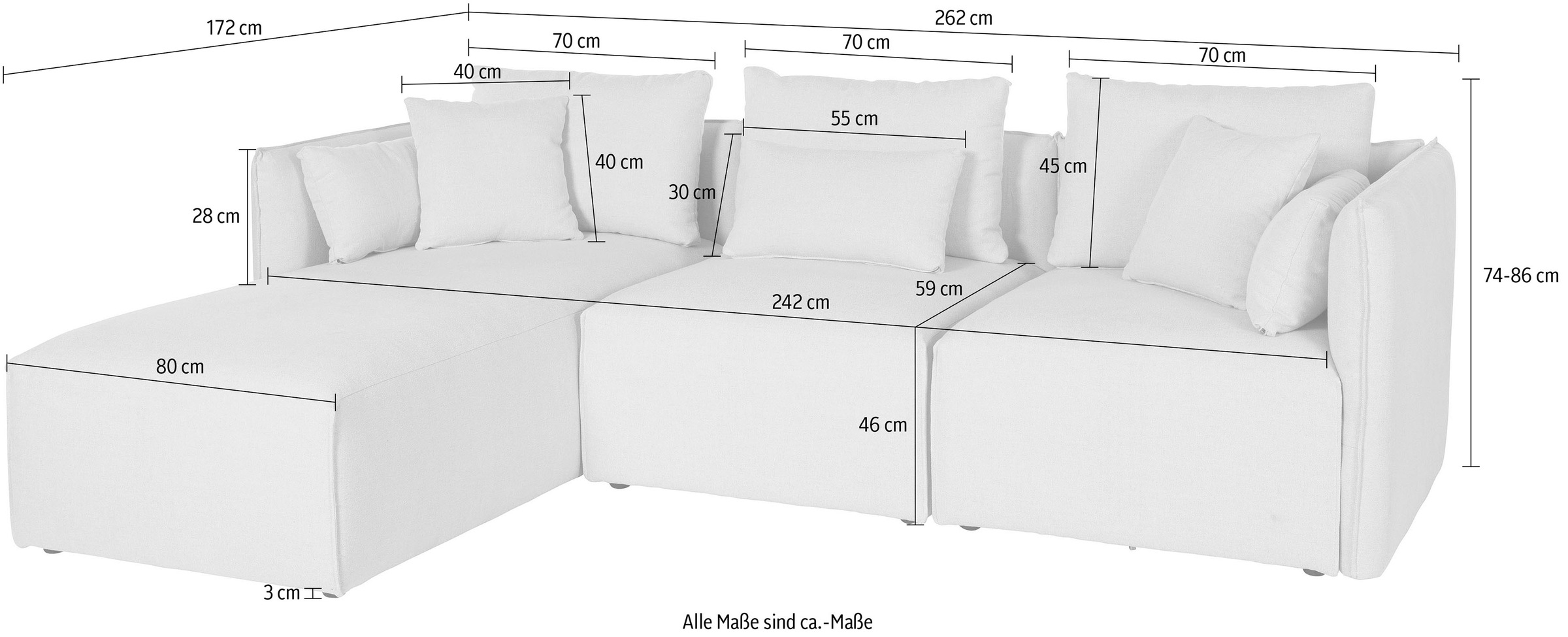 andas Ecksofa »Nöre«, (3 Teile), zusammengesetzt aus Modulen, in vielen Bezugsqualitäten und Farben