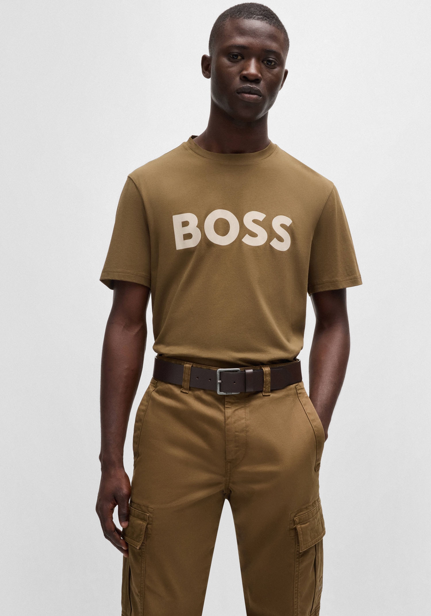 BOSS Ledergürtel »Jeeko_Sz40«, mit BOSS Logo-Schriftzug auf der Schließe