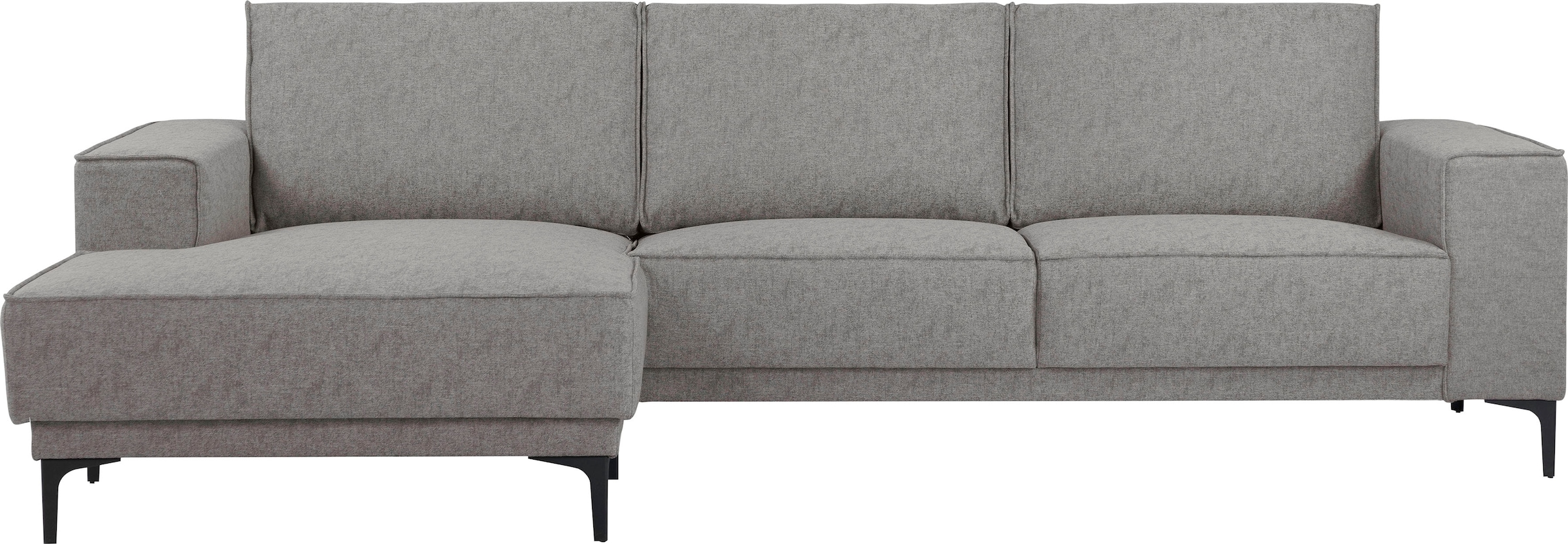Places of Style Ecksofa »Polsterecke Oland, Struktur, Flachgewebe, Luxus-Microfaser, Boucle«, L-Form, 280 cm, Wellenunterfederung, Skandi-Design, Metallfüße