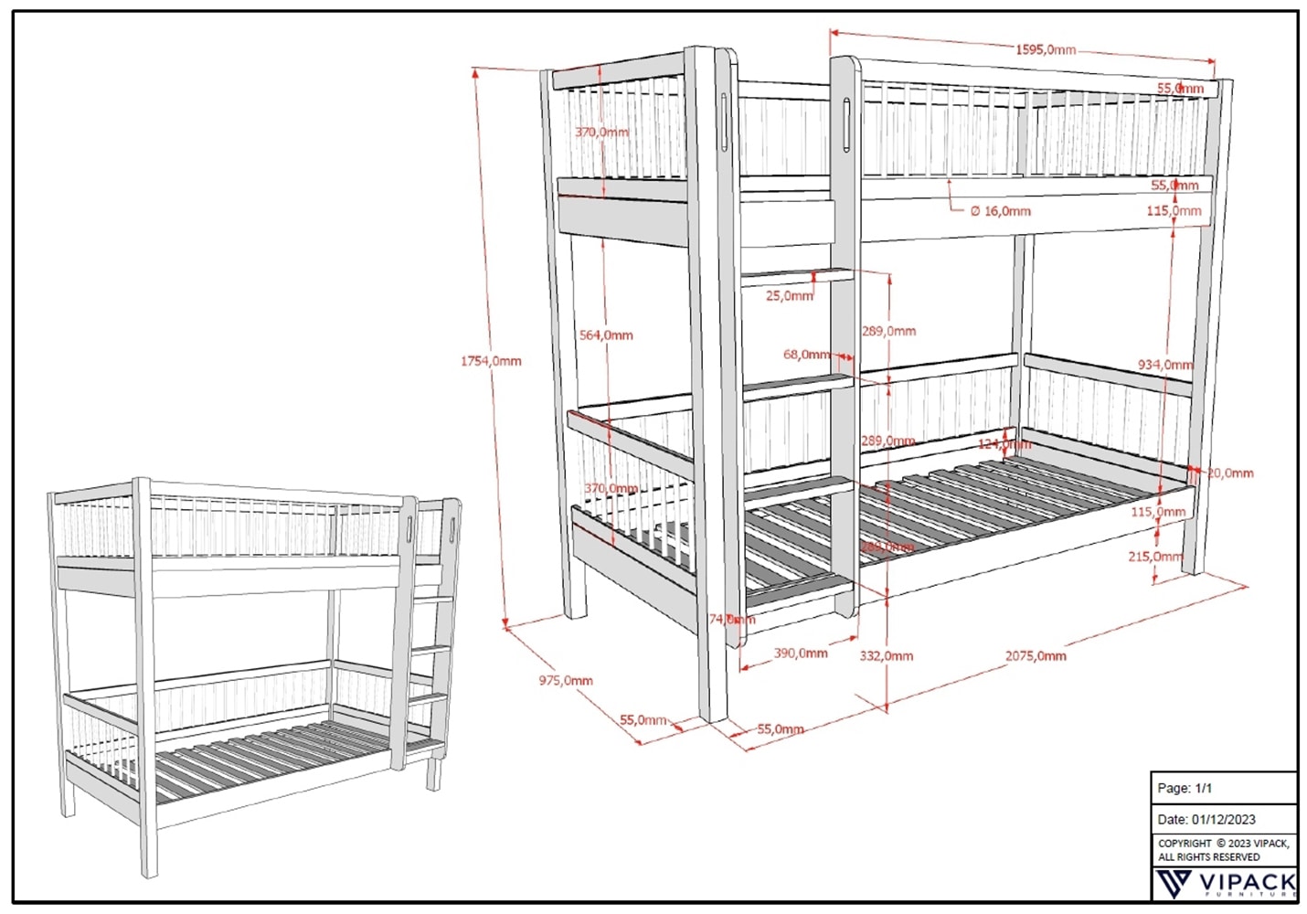 Home affaire Etagenbett »Forrest, Eiche massiv, Made in Europe, langlebige Qualität«, (H/B/T ca. 176/90/200cm), Schublade + unterer Rausfallschutz optional, stabil, 2 Lattenroste
