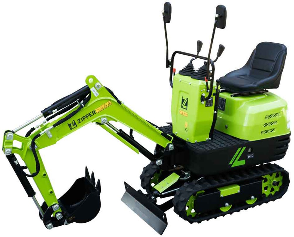 ZIPPER Minibagger Set,  6,3 kW Benzinmotor mit Elektrostarter