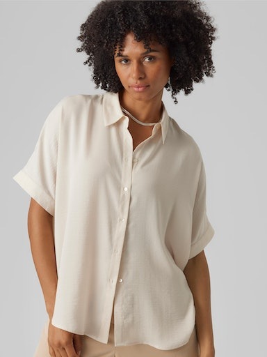 Vero Moda Kurzarmbluse »VMKATRINE S/S OVERSIZED SHIRT WVN NOOS«