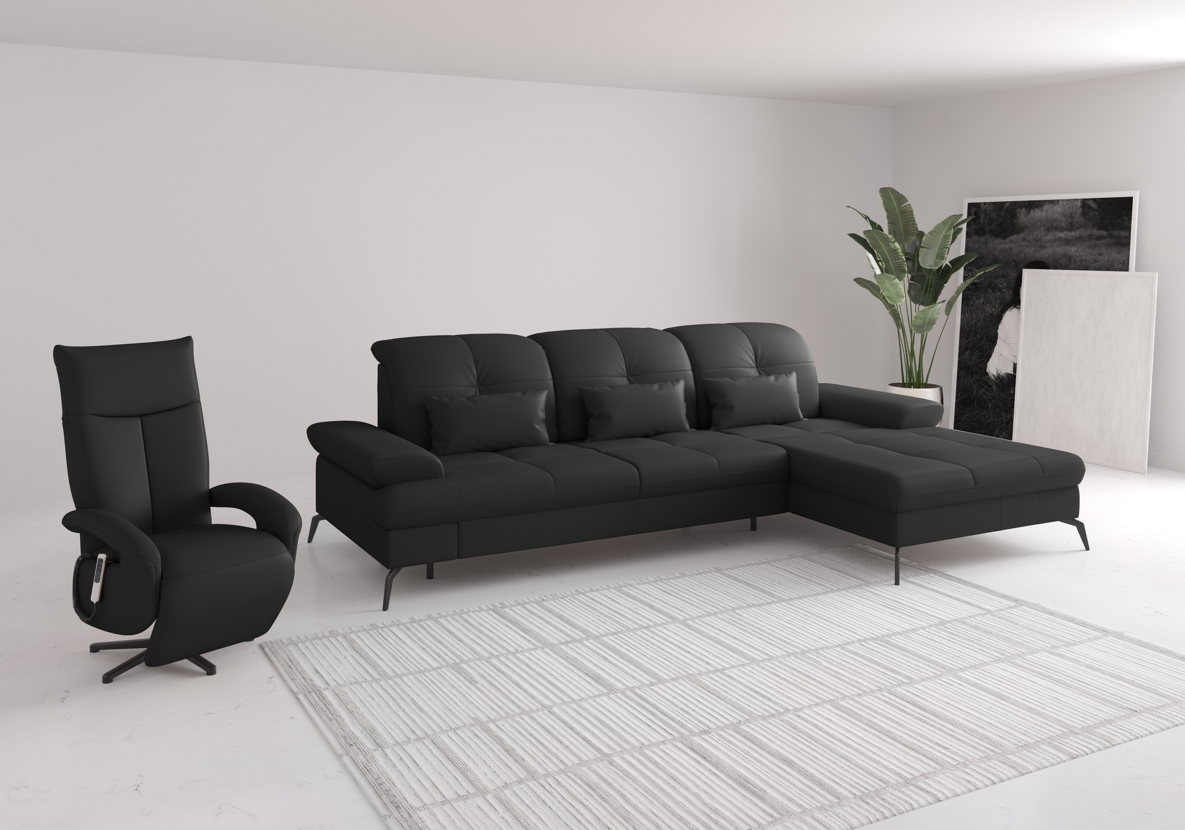 sit&more Ecksofa »Amica, L-Form, inkl. Sitztiefenverstellung & Armteilverstellung«, wahlweise mit Bettfunktion, Bettkasten und Kopfteilverstellung
