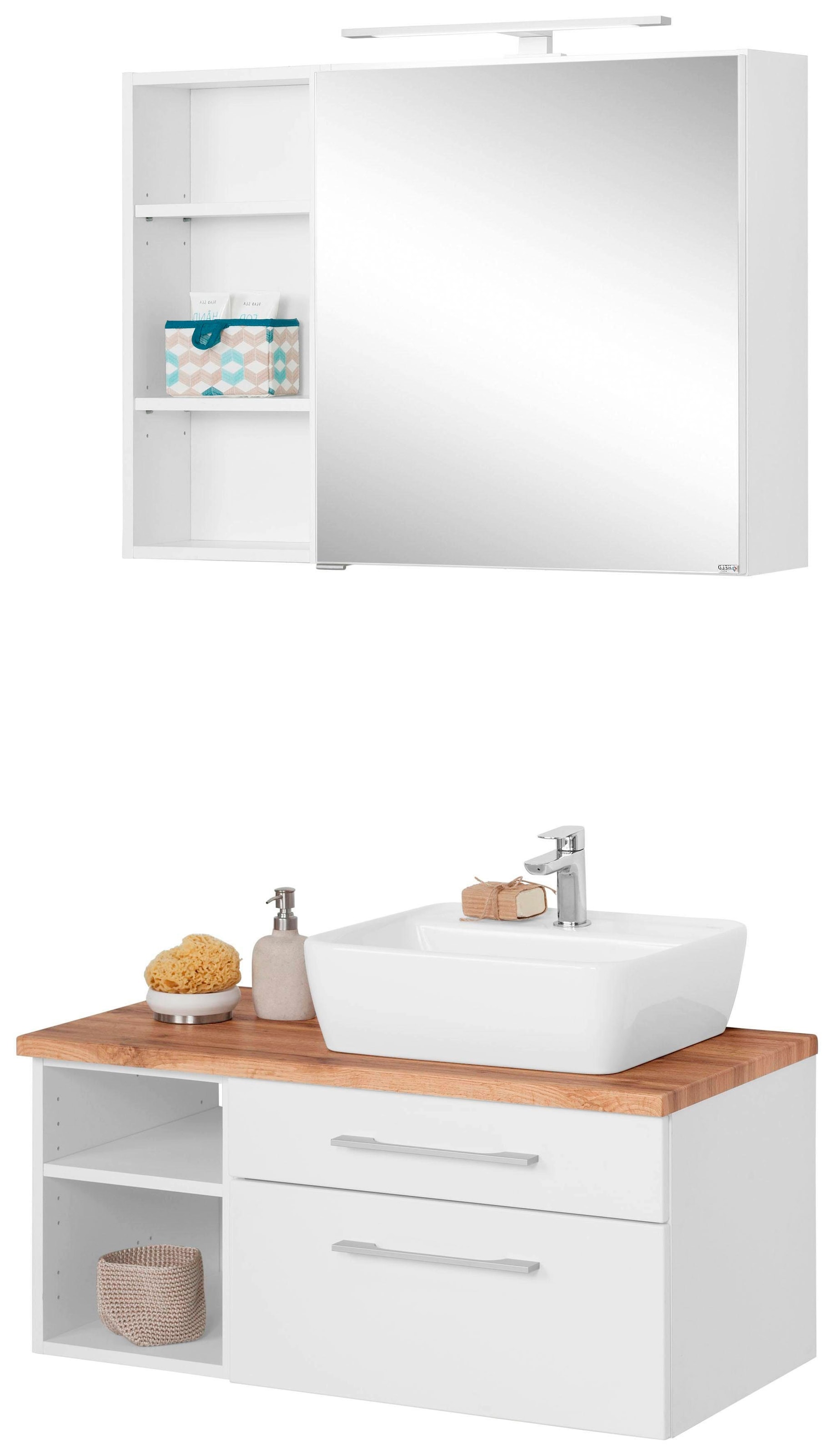 welltime Badmöbel-Set »Davos« 3 Stk. tlg. Spiegelschrank, Regal und Waschti günstig online kaufen
