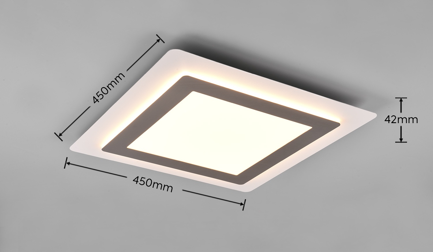 TRIO Leuchten LED Deckenleuchte »MORGAN, quadratische Deckenlampe 45x45cm, dimmbar, CCT, Memoryfunktion«, 1 flammig, Leuchtmittel LED-Board | LED fest integriert, Nachtlicht, Timer, 46W 6000 Lumen, 2700-6500 Kelvin, mit Fernbedienung
