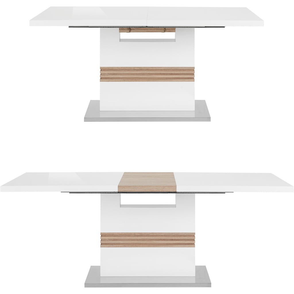 INOSIGN Essgruppe »Perez/Lila«, (Set, 5 tlg.), mit 4 Stühlen, Tisch ausziehbar, Breite 160-200 cm