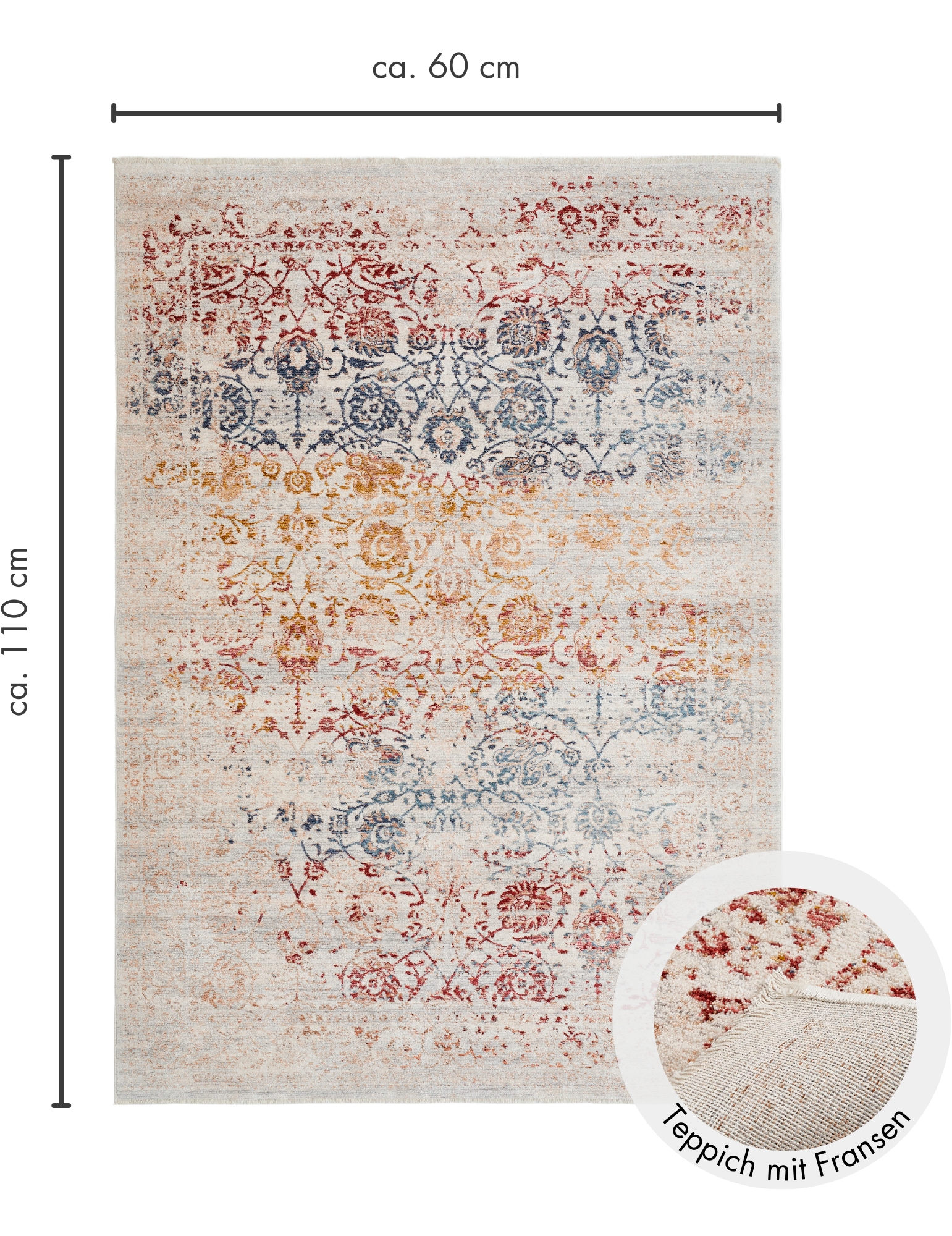 LUXOR living Teppich »Rocco«, rechteckig, 11 mm Höhe, Vintage-Look, verschiedene Design, mit Fransen, Wohnzimmer