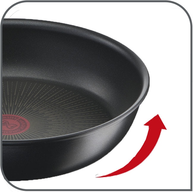 Tefal Pfannen-Set »Black Stone«, Aluminium, (Set, 2 tlg., 1x Bratpfanne Ø 24 cm, 1x Bratpfanne Ø 28 cm, Höhe 5 cm), Aluminium, Mineralia Antihaft, Thermo-Signal, alle Herdarten,Induktion