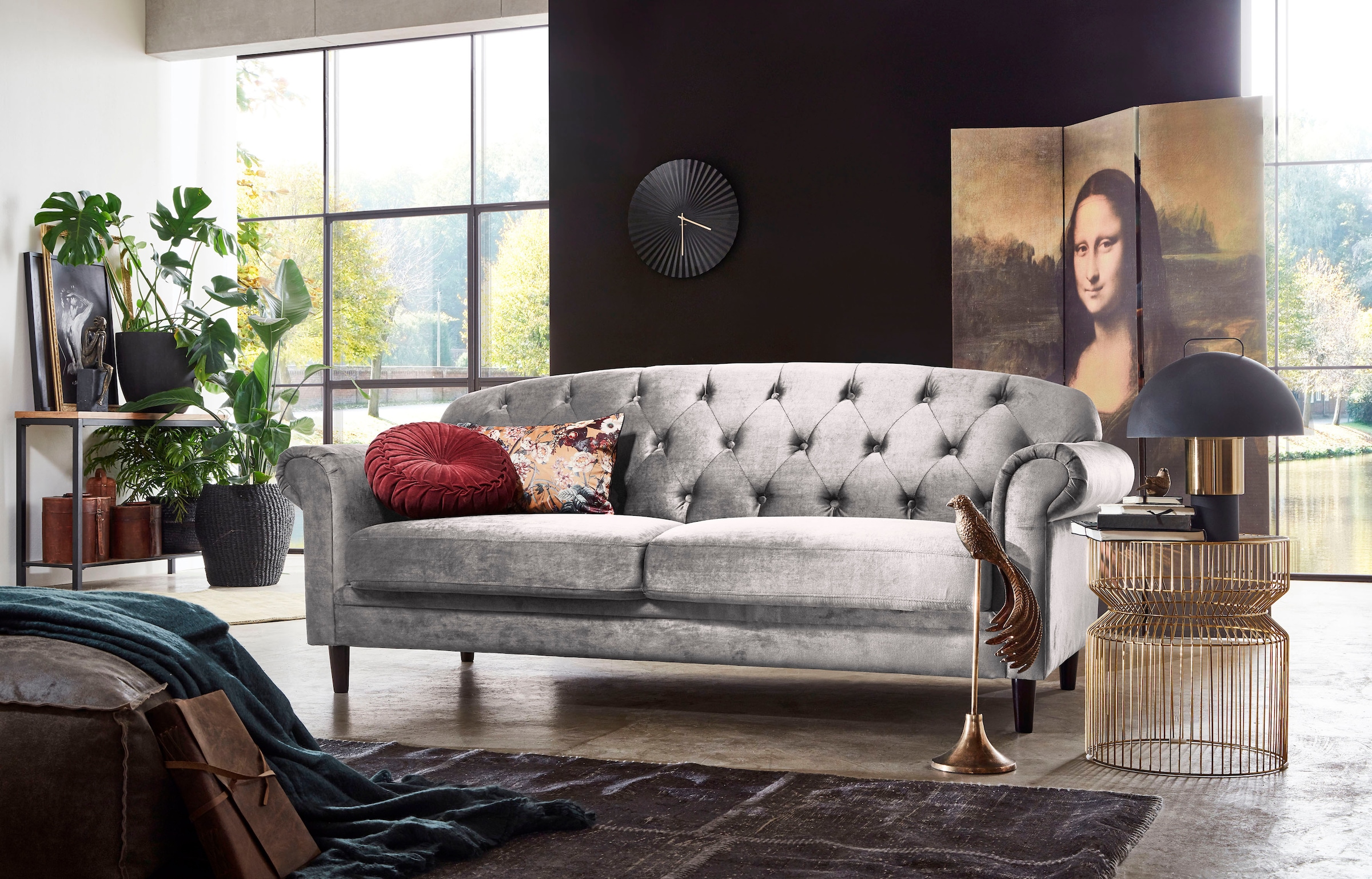 ATLANTIC home collection 2-Sitzer »Carla«, in Samtverloursbezug, mit Stauraum unter der Sitzfläche
