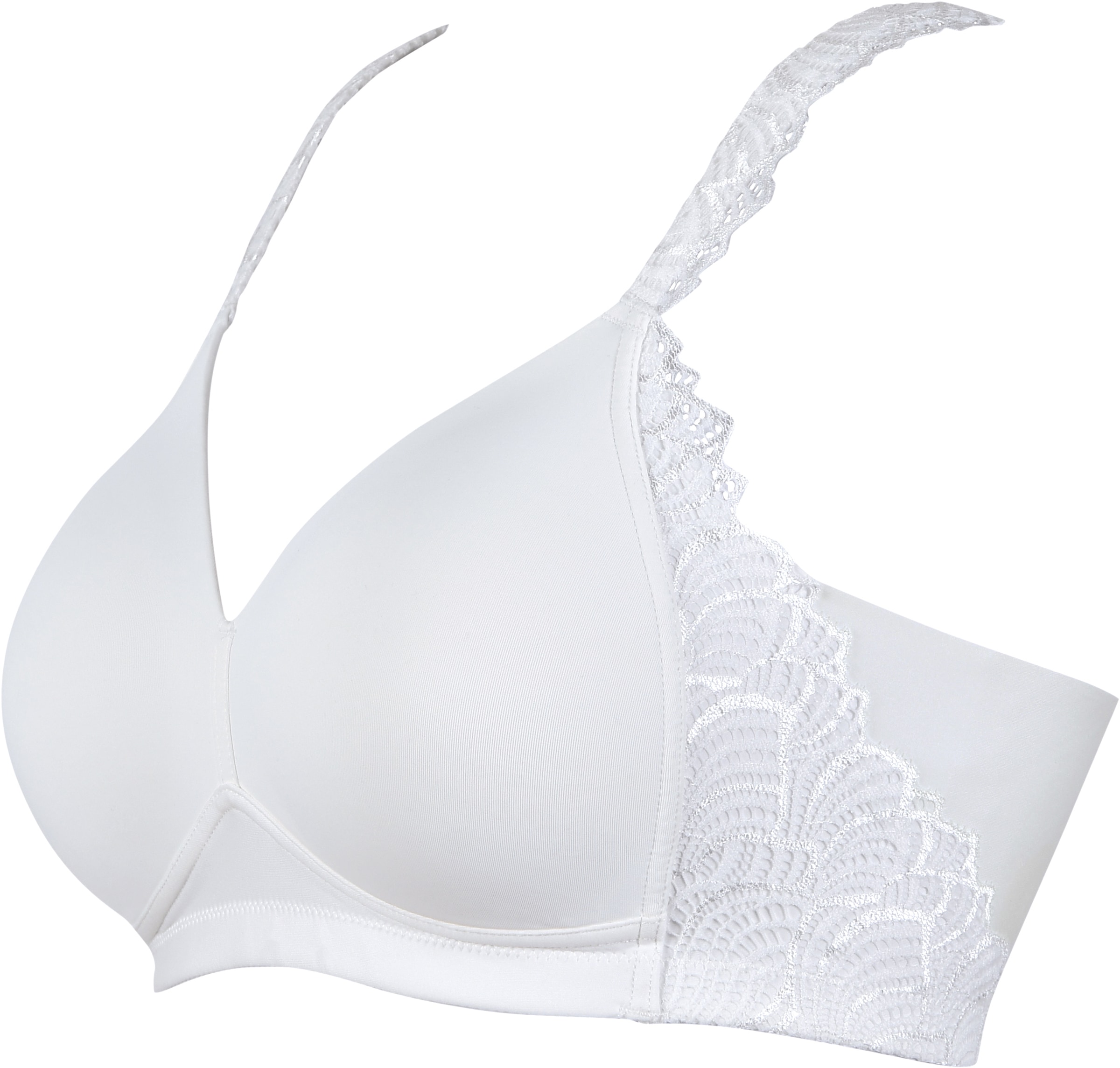 Naturana Bügelloser BH, vorgeformte Cups, breite Träger, ohne Bügel, mit Spitze, bequem