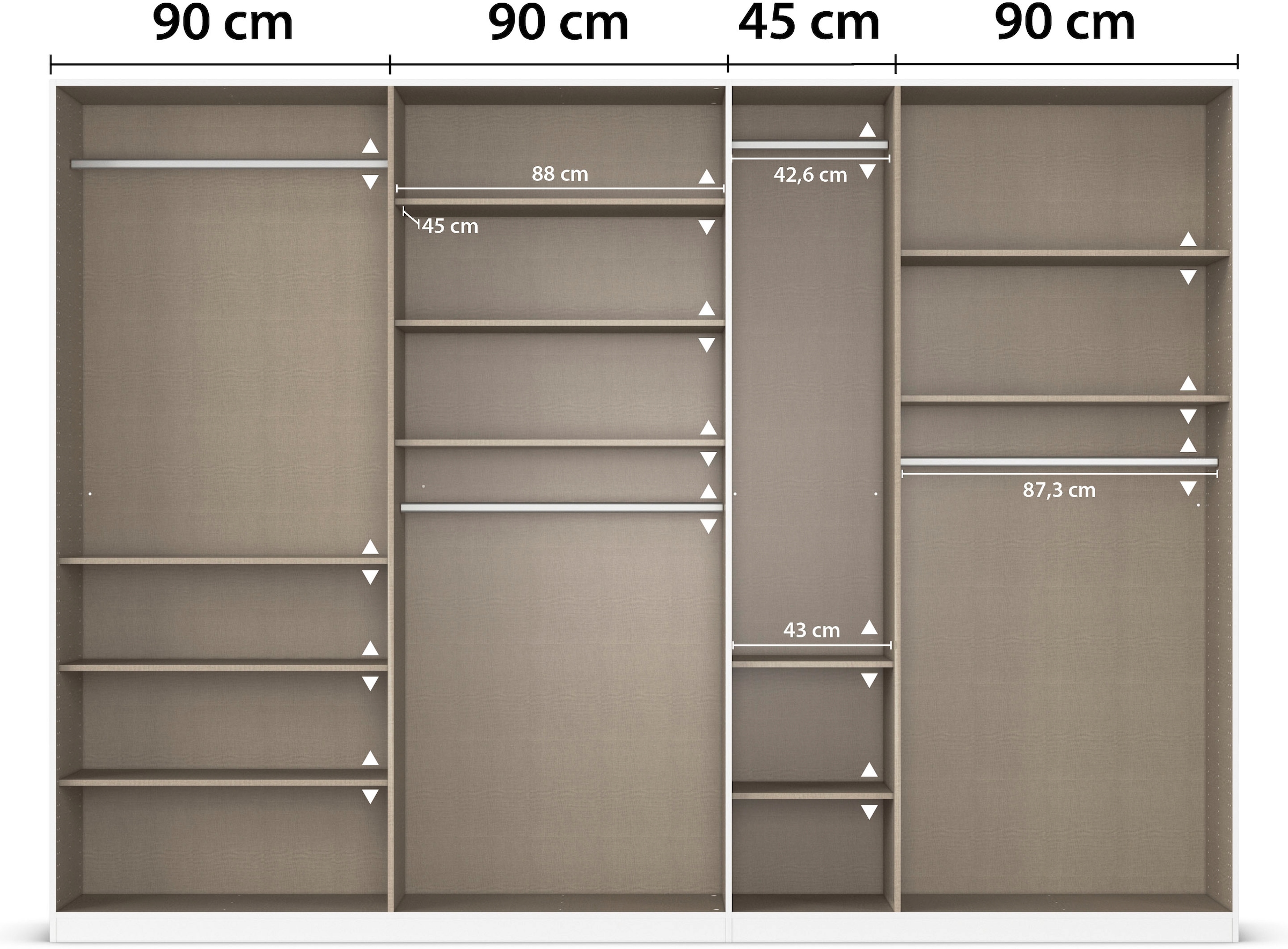 rauch Drehtürenschrank »Kleiderschrank Kleiderschränke Schrank Garderobe AGORDO mit Glasfront«, (in zwei Griff-Farben), durchdachte Innenausstattung, in 6 Breiten und 2 Höhen MADE IN GERMANY