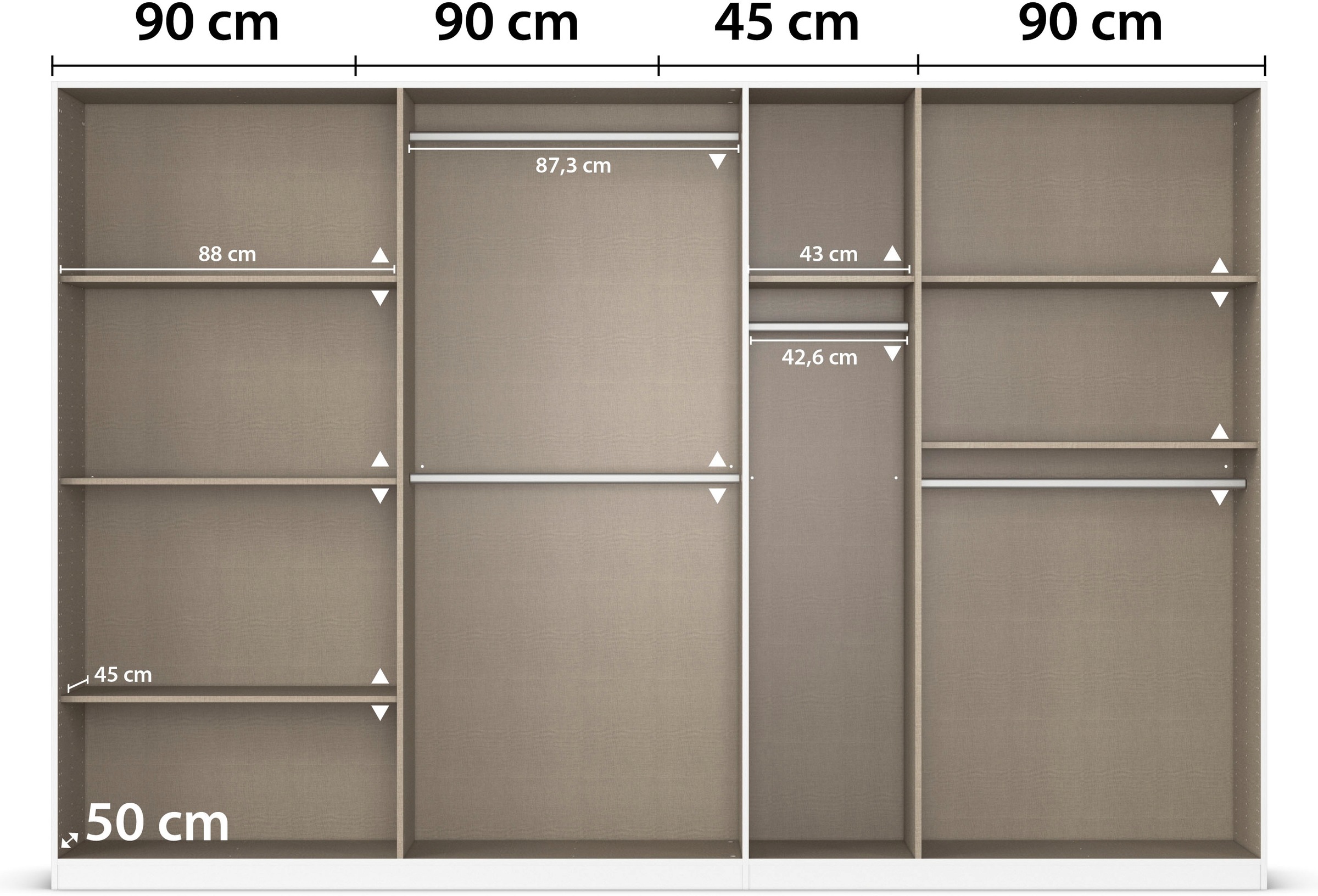 rauch Drehtürenschrank »Kleiderschrank Kleiderschränke Schrank Garderobe AGORDO mit Glasfront«, (in zwei Griff-Farben), durchdachte Innenausstattung, in 6 Breiten und 2 Höhen MADE IN GERMANY