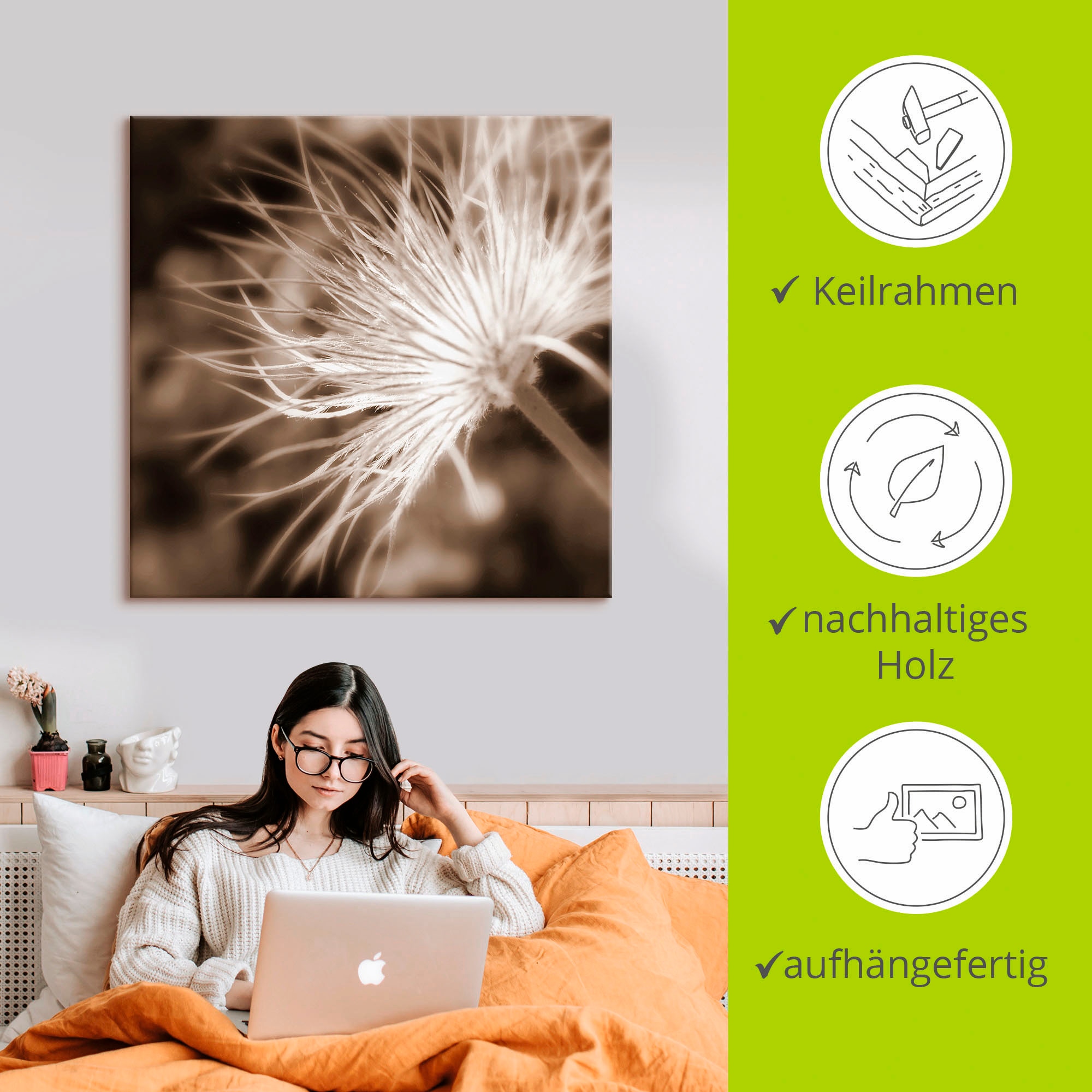 Artland Wandbild »leicht wie eine Feder«, Blumen, (1 St.), als Leinwandbild, Poster in verschied. Größen