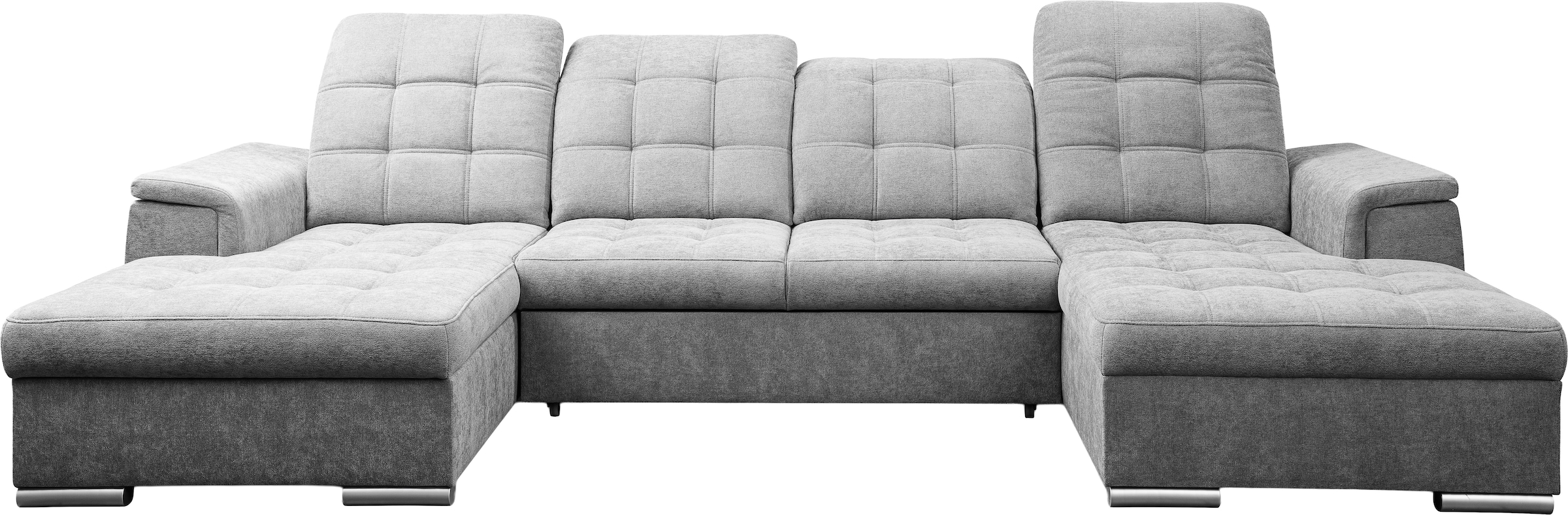 WERK2 Wohnlandschaft »Napoli zeitlos, elegant, bequem, Breite 330cm, U-Form« verstellbare Kopfteile, mit Schlaffunktion und Bettkasten